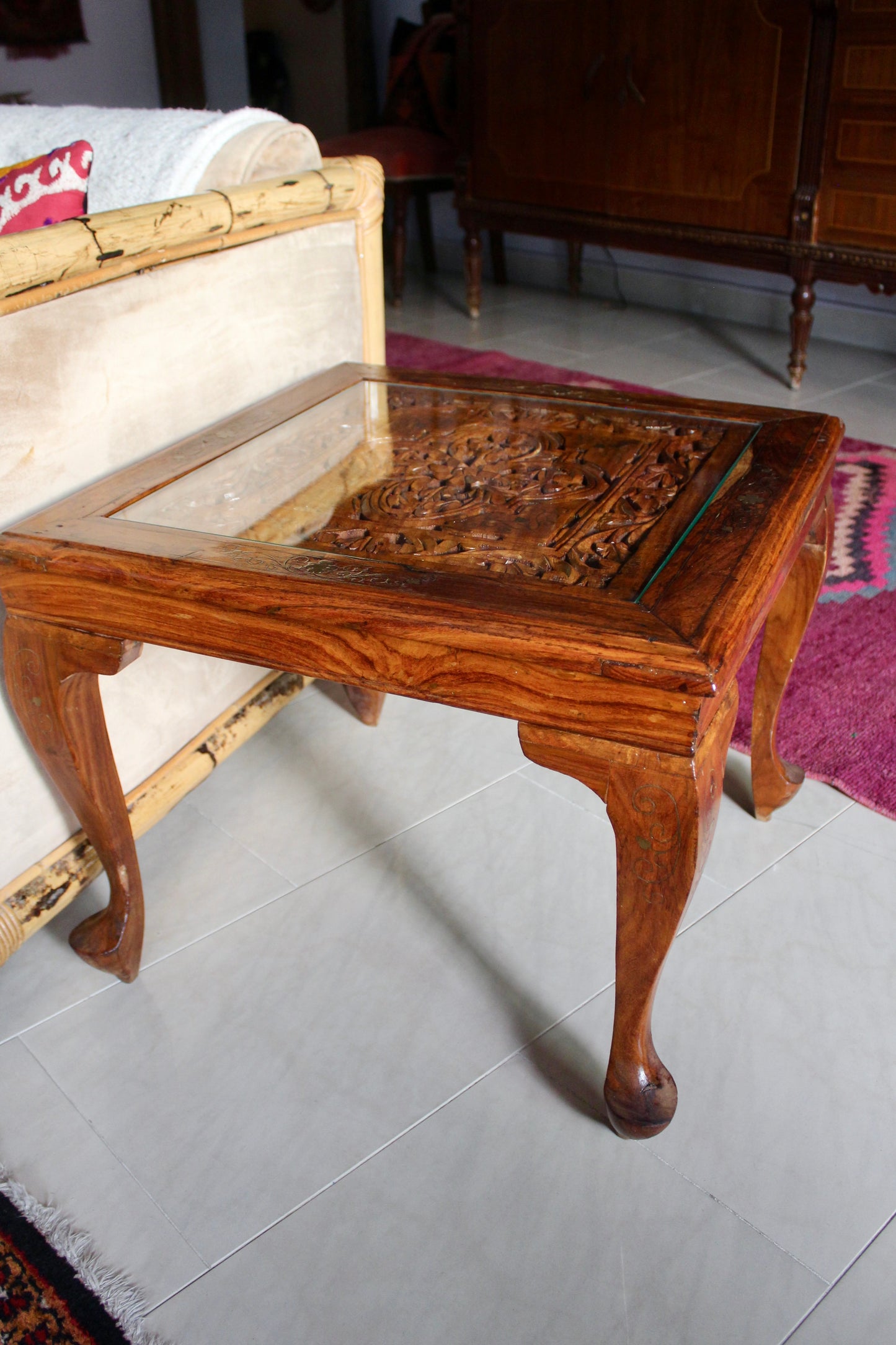 Beautiful Handcarved Wooden Indian Side Table