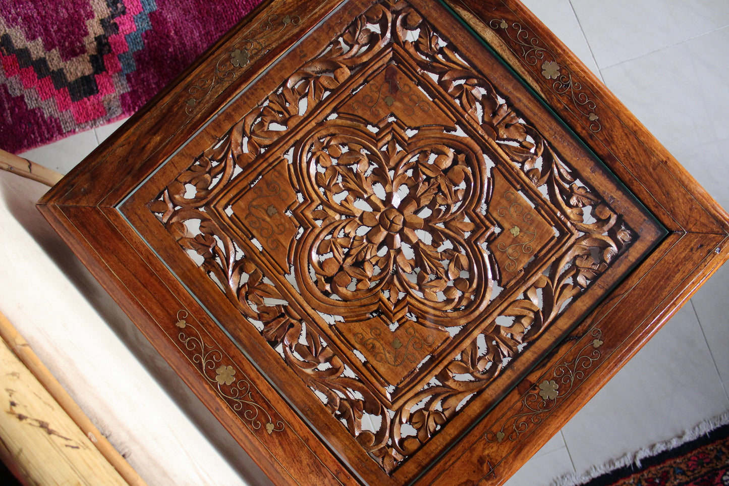 Beautiful Handcarved Wooden Indian Side Table