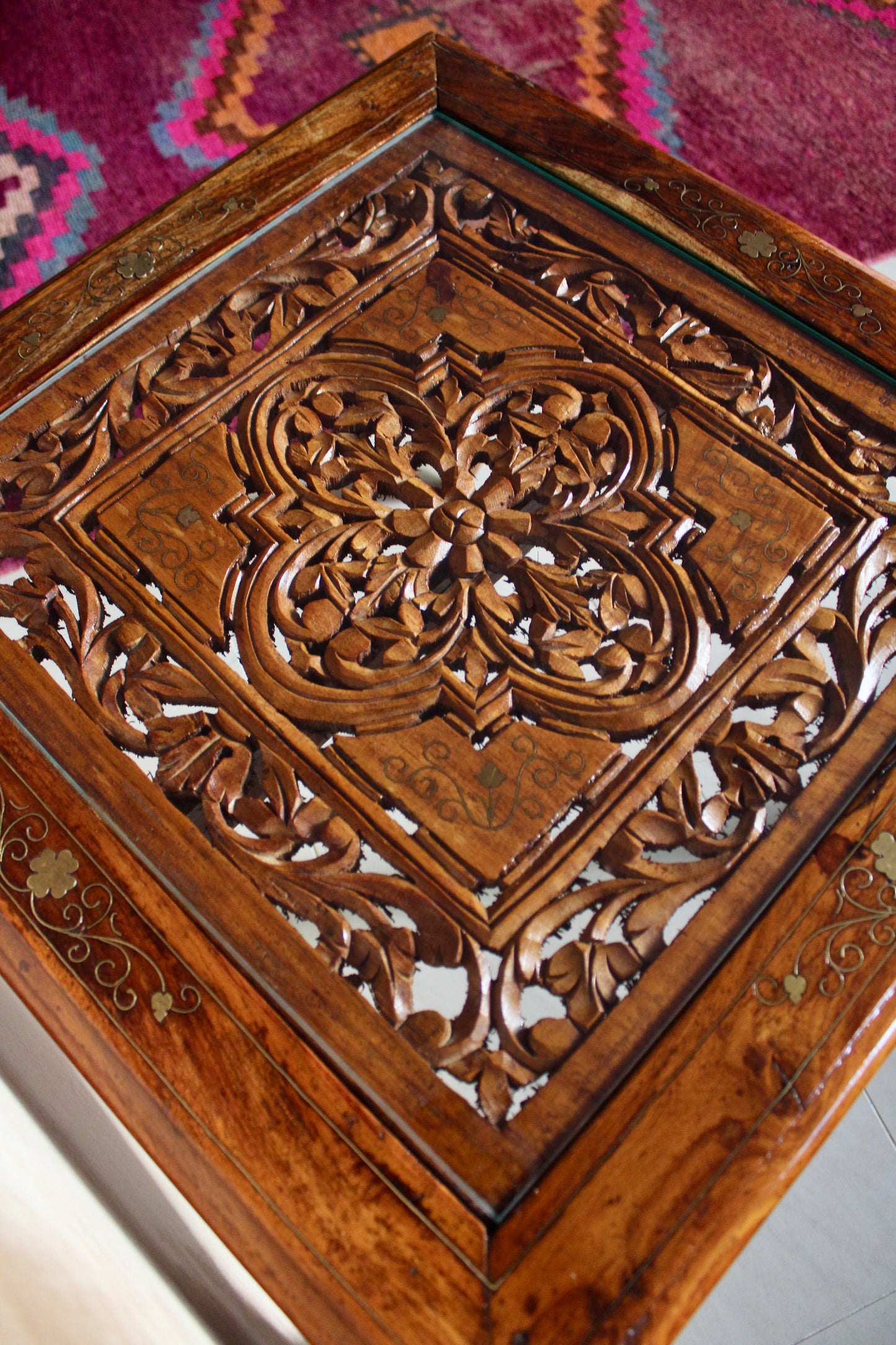 Beautiful Handcarved Wooden Indian Side Table