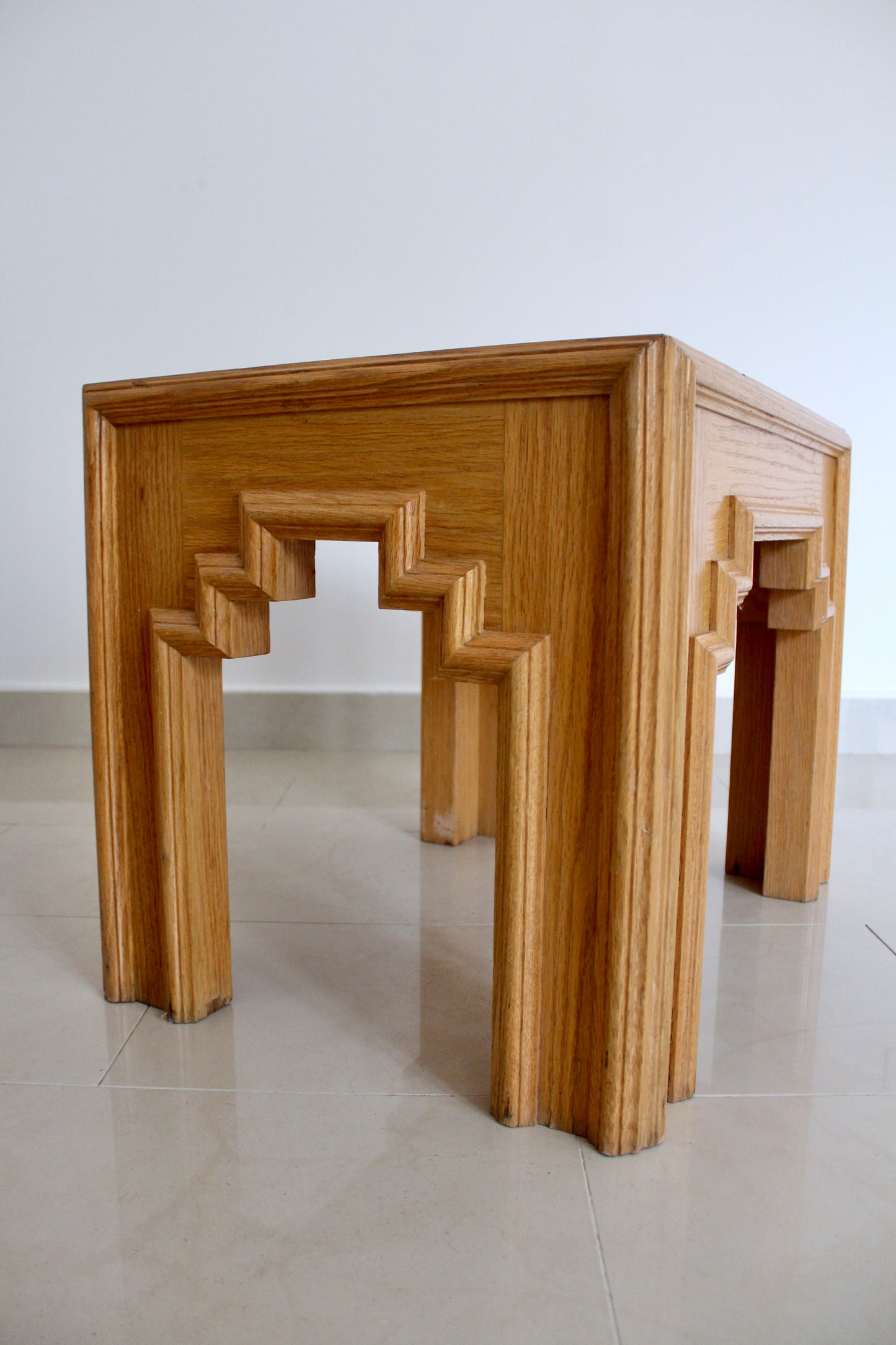 1980s Arabesque Solid Wood Side Table