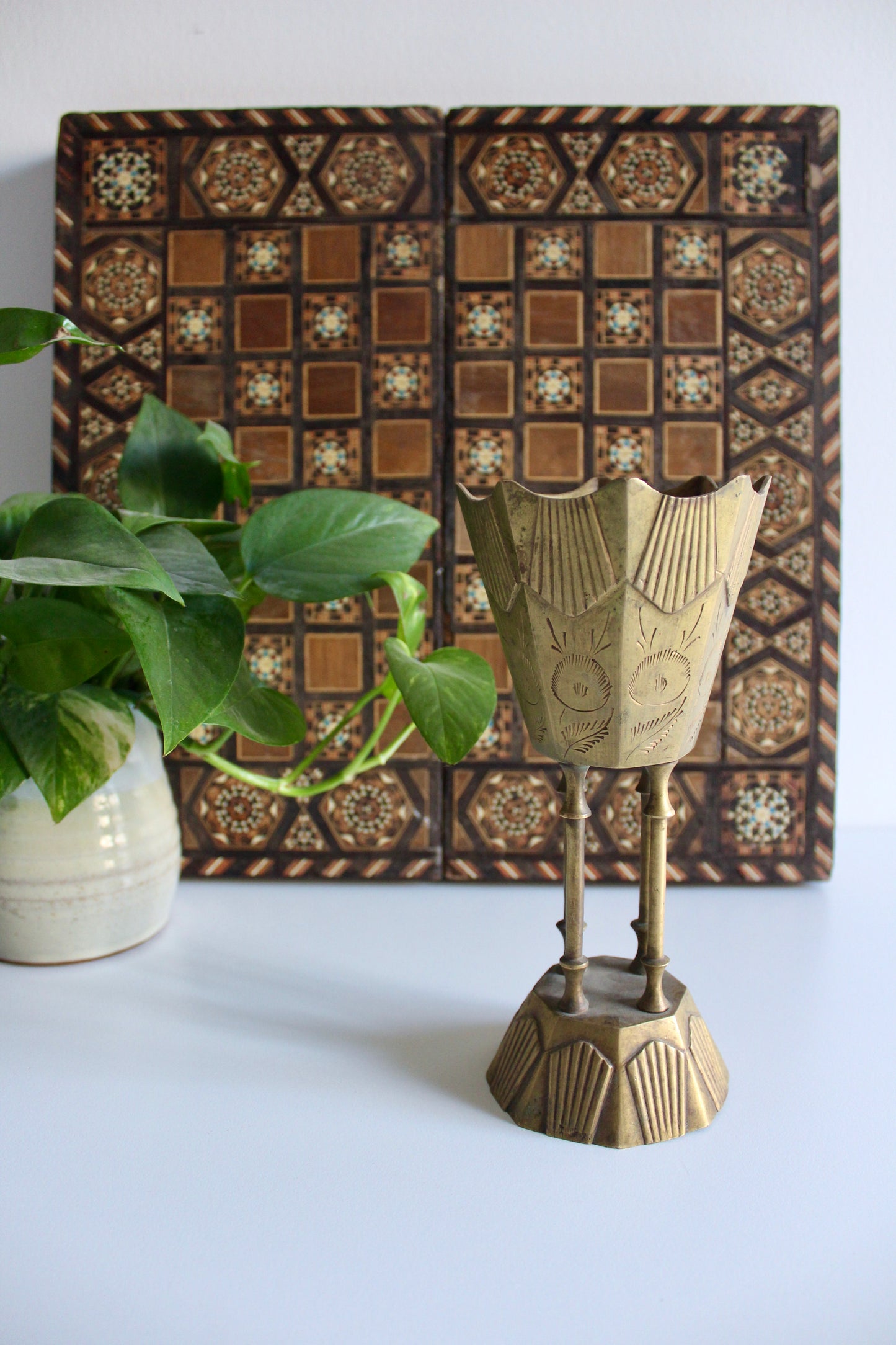 Vintage Solid Brass Art Deco Mubkhar