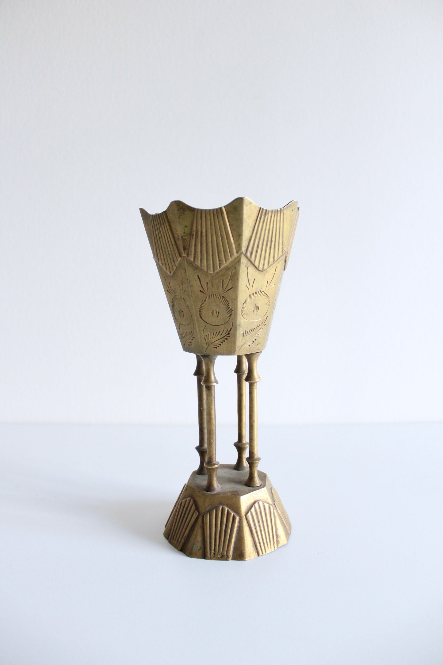 Vintage Solid Brass Art Deco Mubkhar