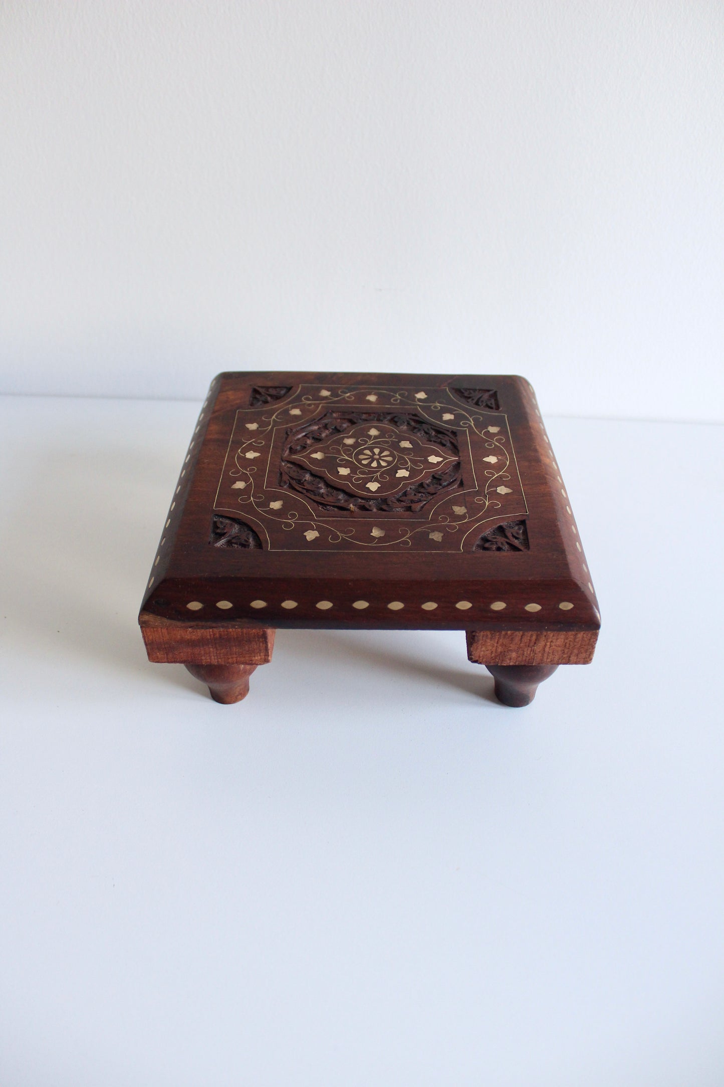 Handmade Rosewood and Brass Floor Seating Tables