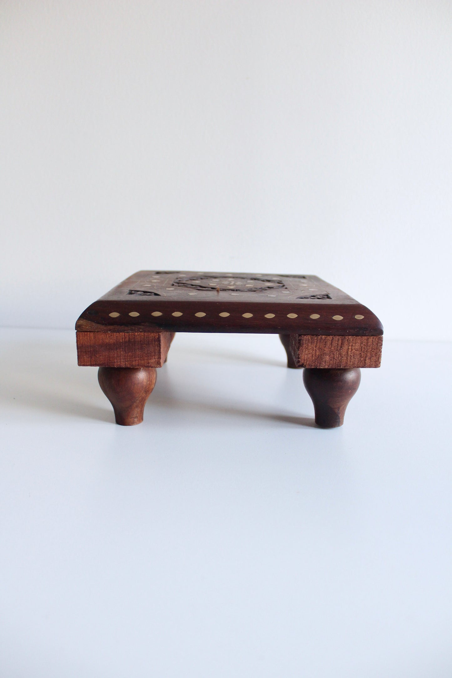 Handmade Rosewood and Brass Floor Seating Tables
