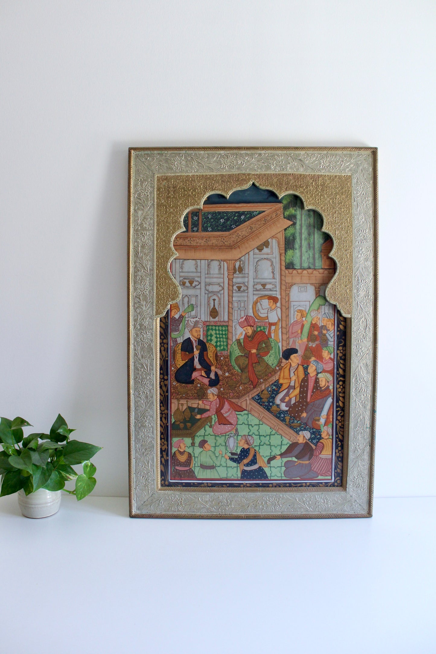 Vintage Mughal Miniature Painting in a Handmade Indian Frame