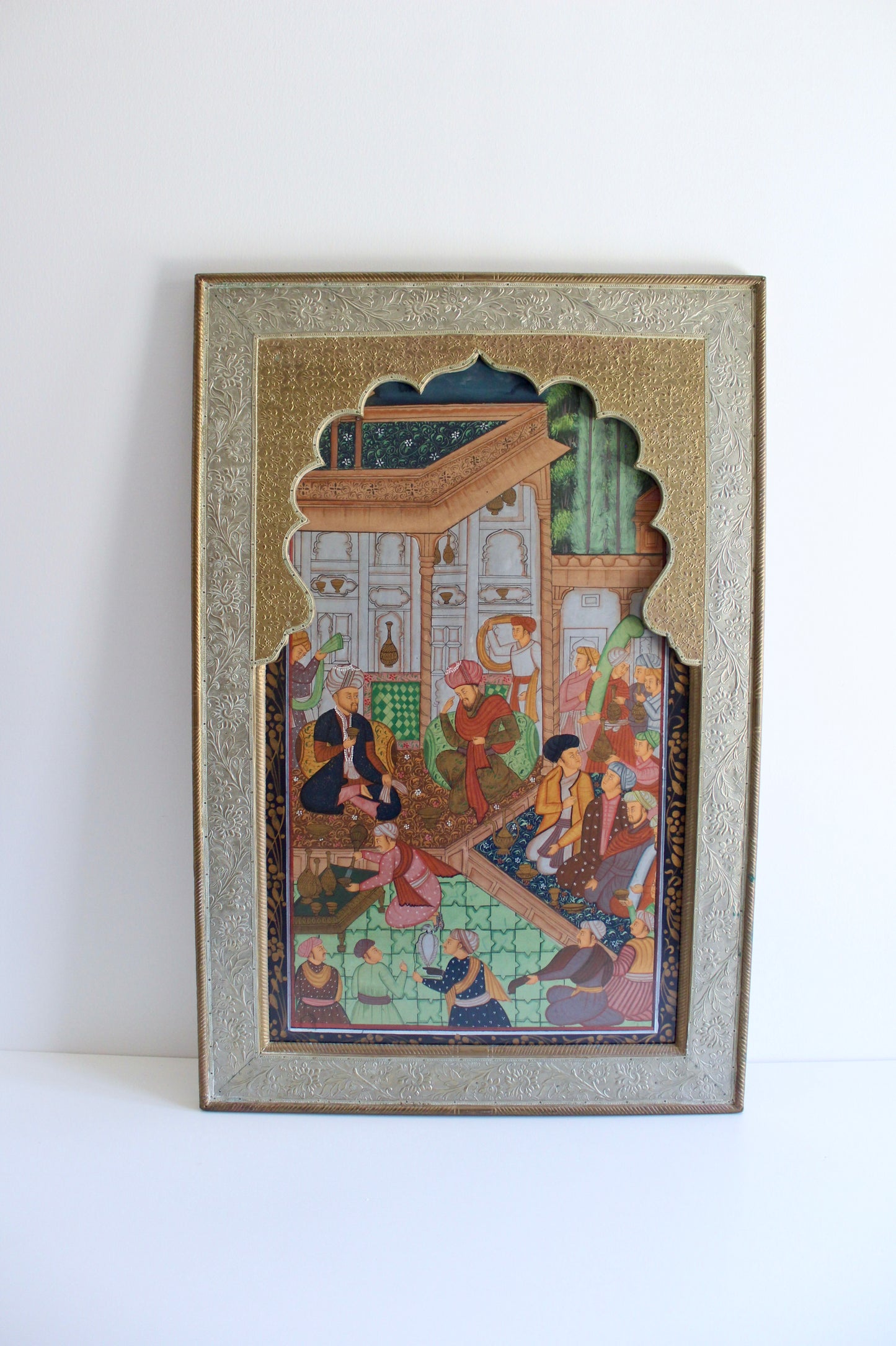Vintage Mughal Miniature Painting in a Handmade Indian Frame