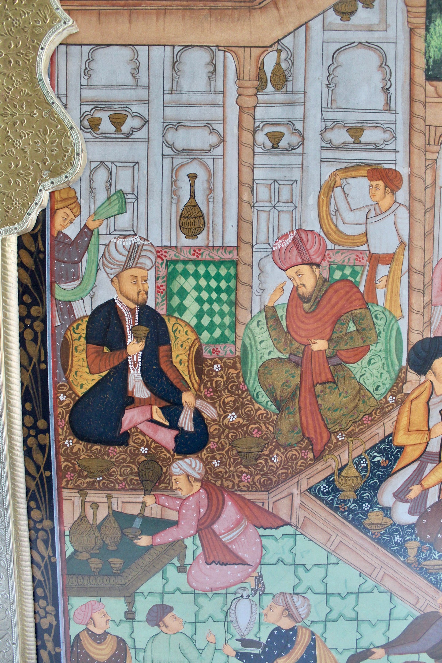 Vintage Mughal Miniature Painting in a Handmade Indian Frame