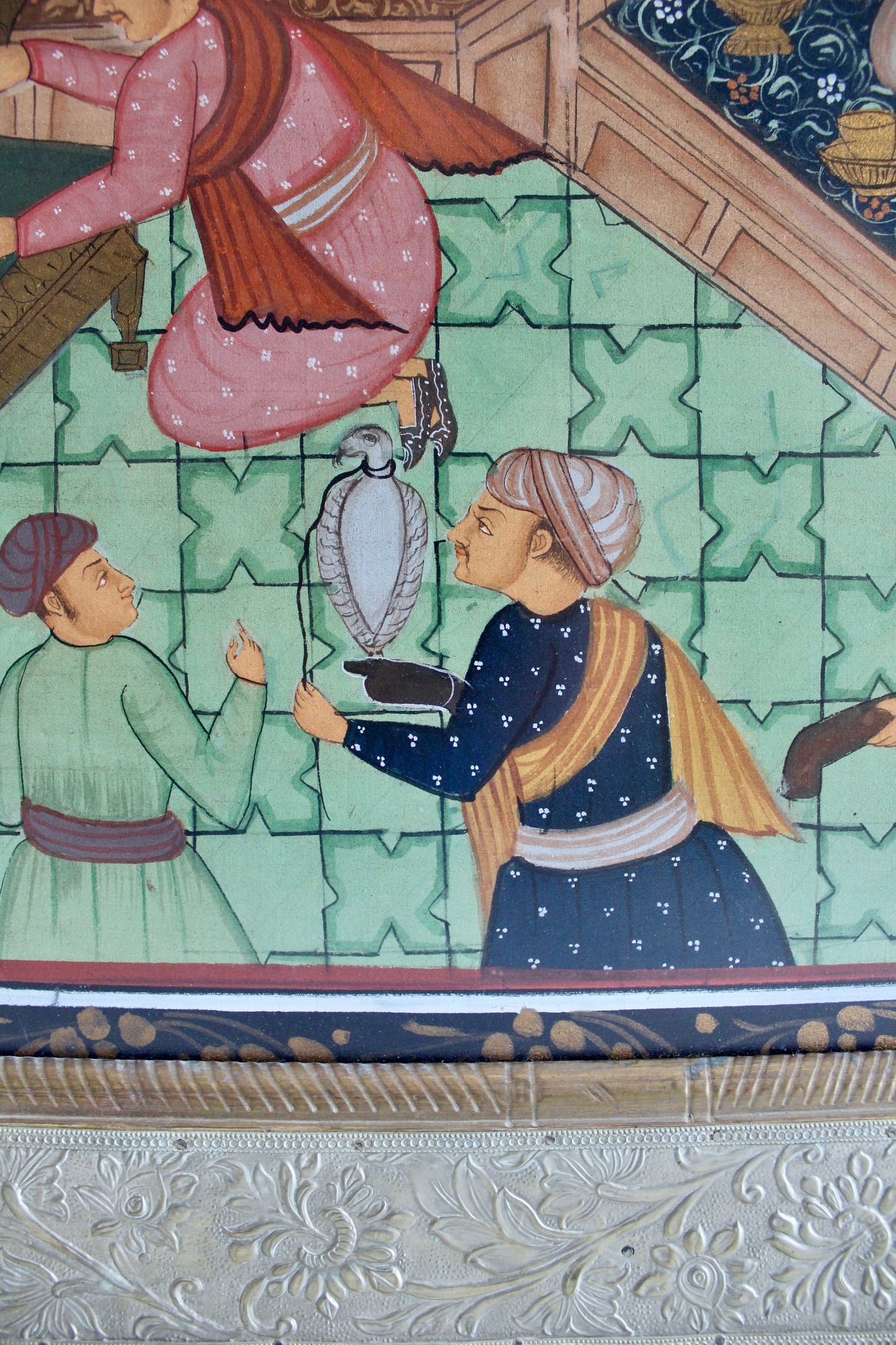 Vintage Mughal Miniature Painting in a Handmade Indian Frame