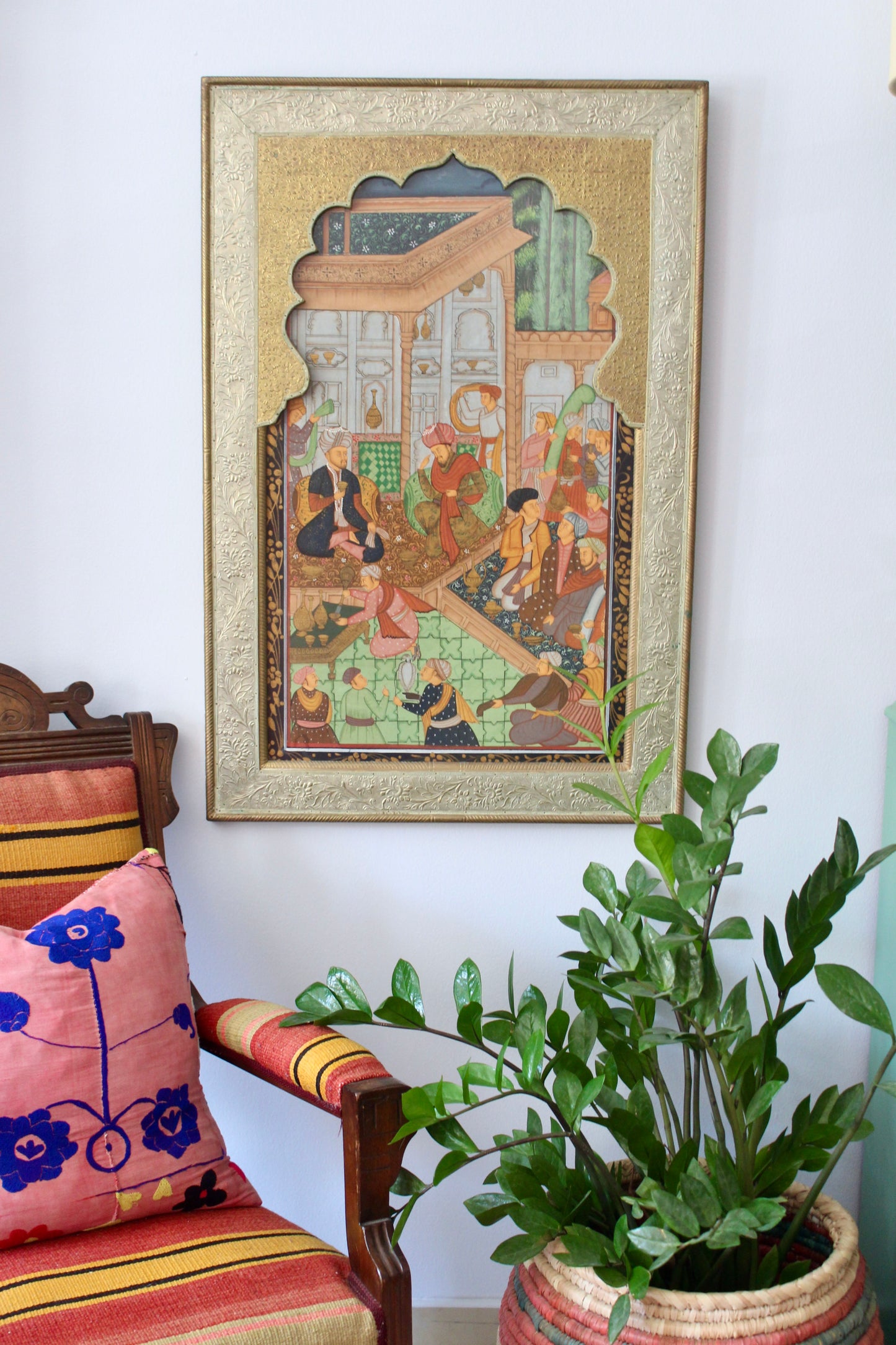 Vintage Mughal Miniature Painting in a Handmade Indian Frame