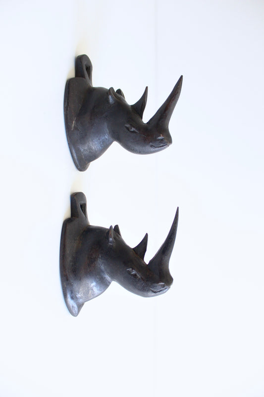Vintage Kenyan Rhino Wall Hooks