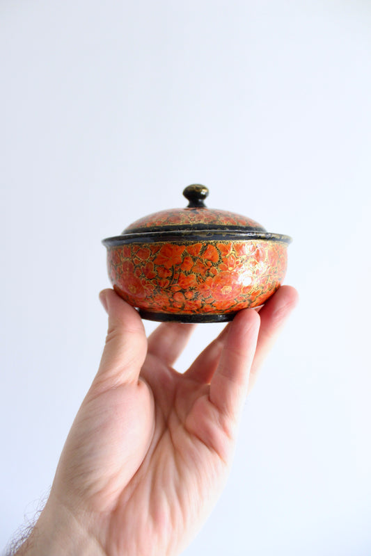 Vintage Kashmiri Handpainted Papier Mache Box