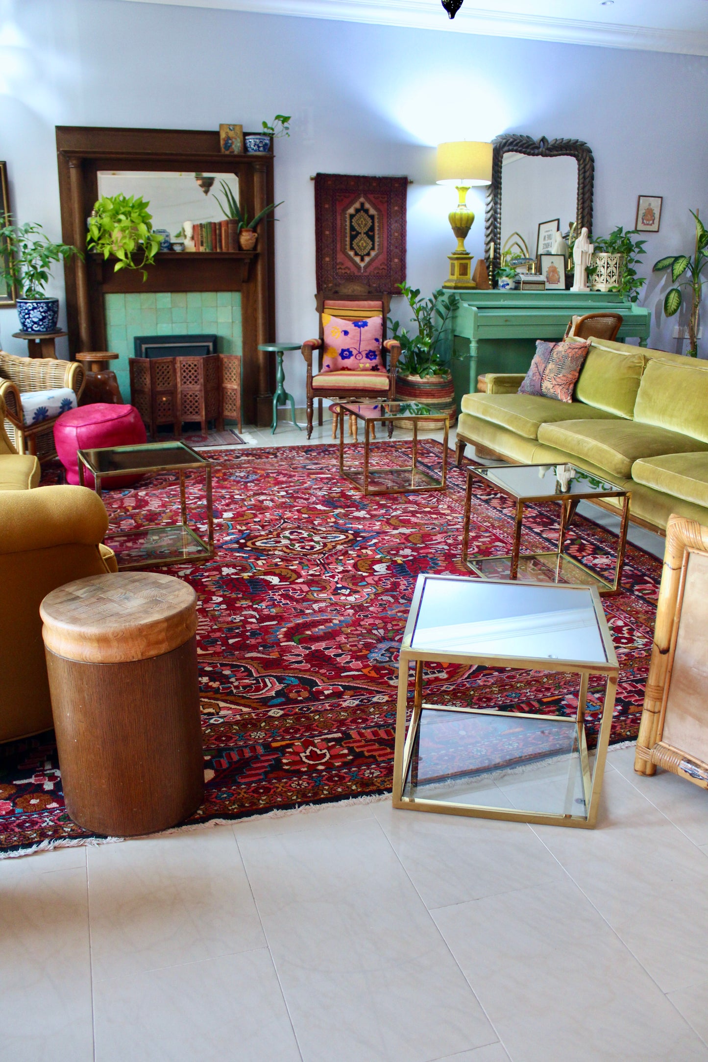 Brass, Glass and Mirror Side/Coffee Tables