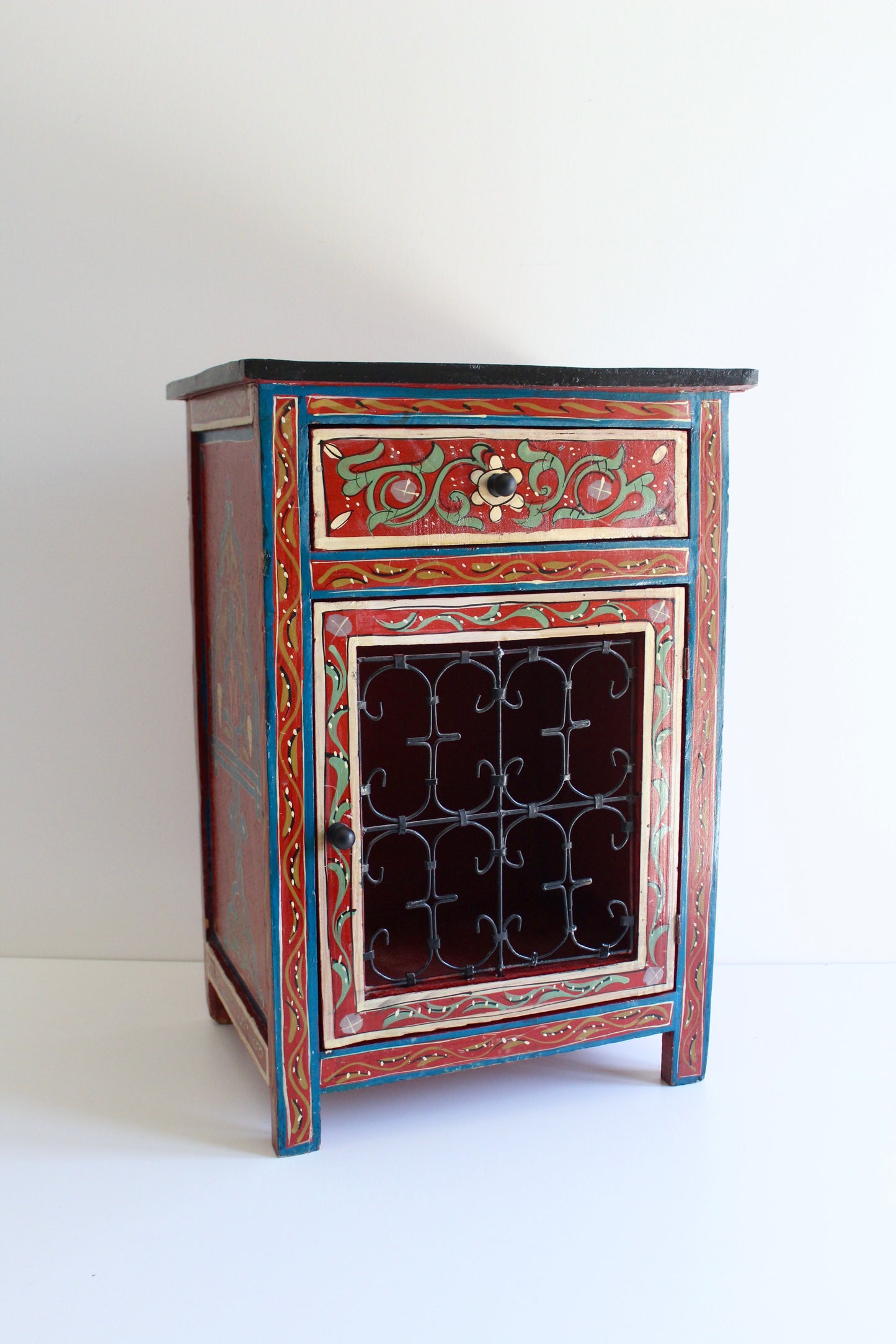 Vintage Moroccan Painted Side Table