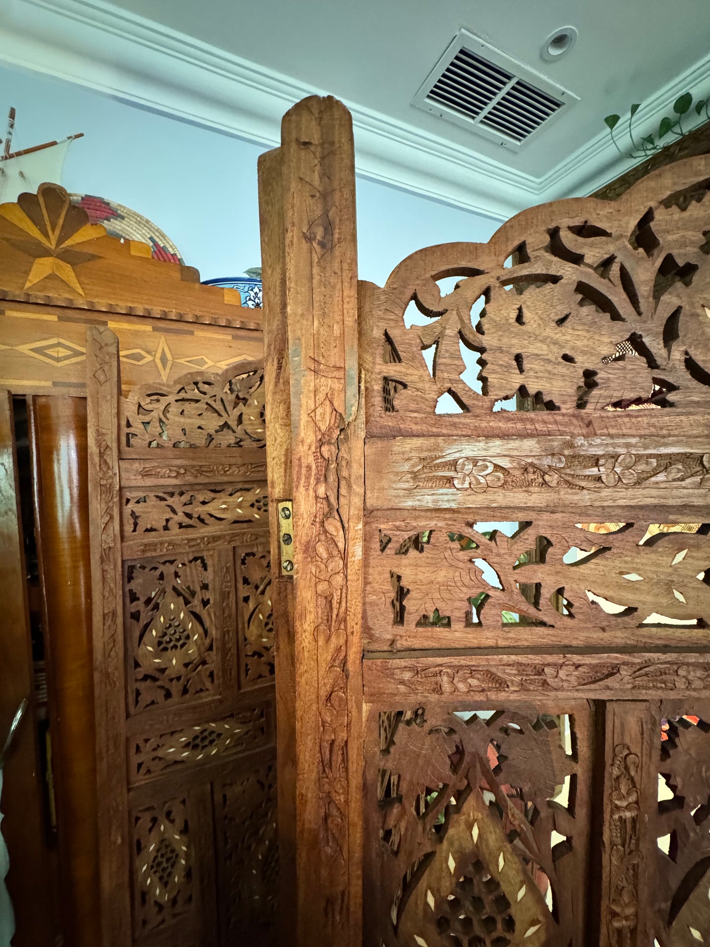 Carved Indian Jali Folding Room Divider