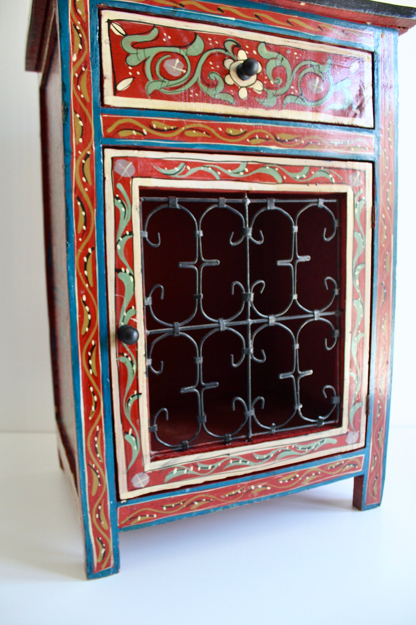 Vintage Moroccan Painted Side Table