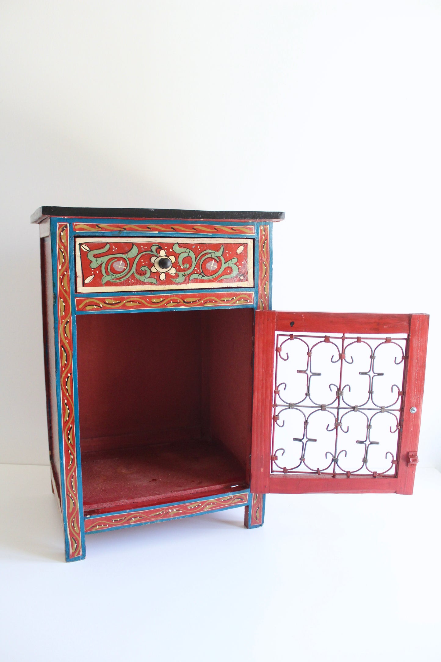 Vintage Moroccan Painted Side Table
