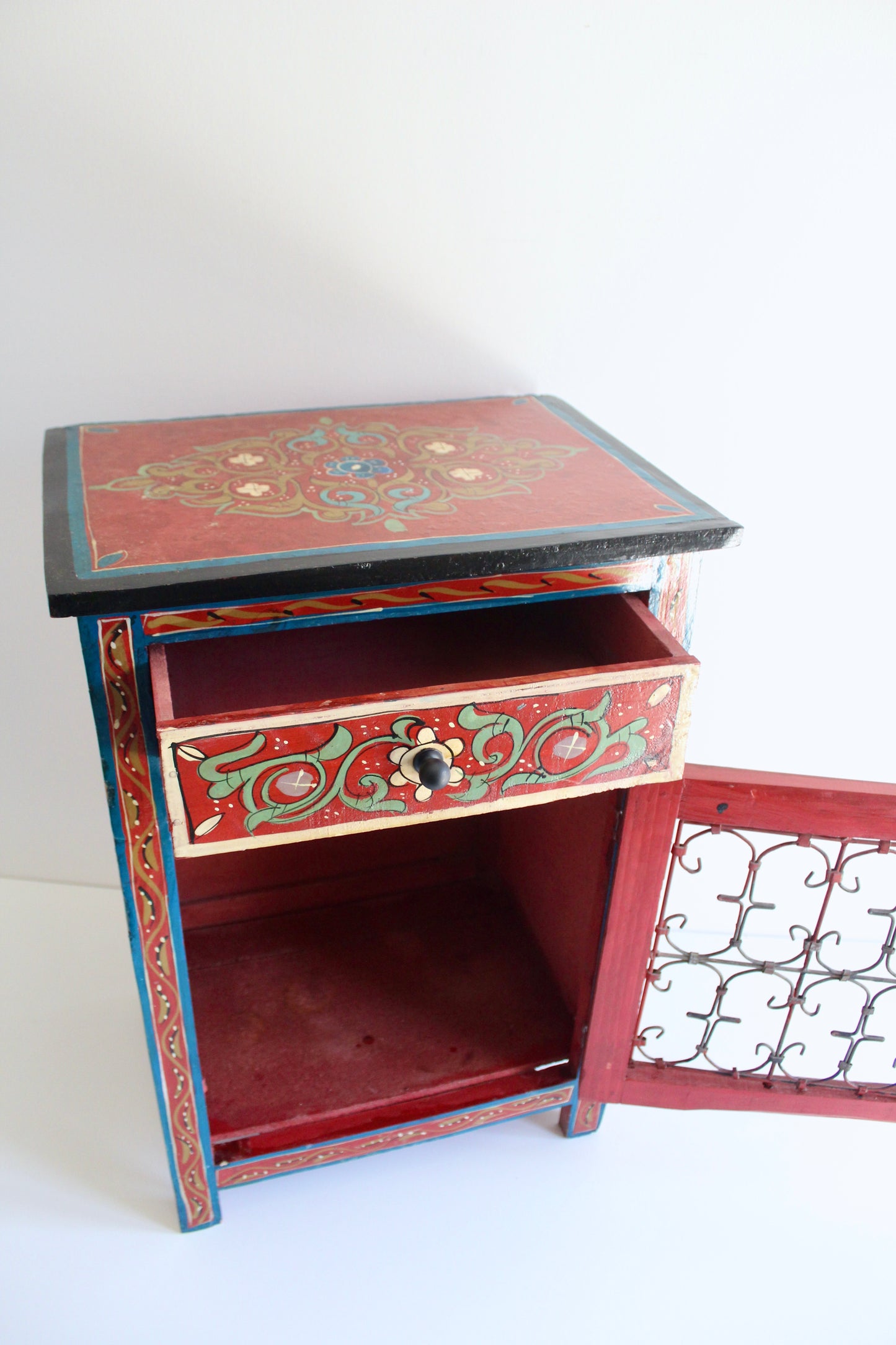 Vintage Moroccan Painted Side Table