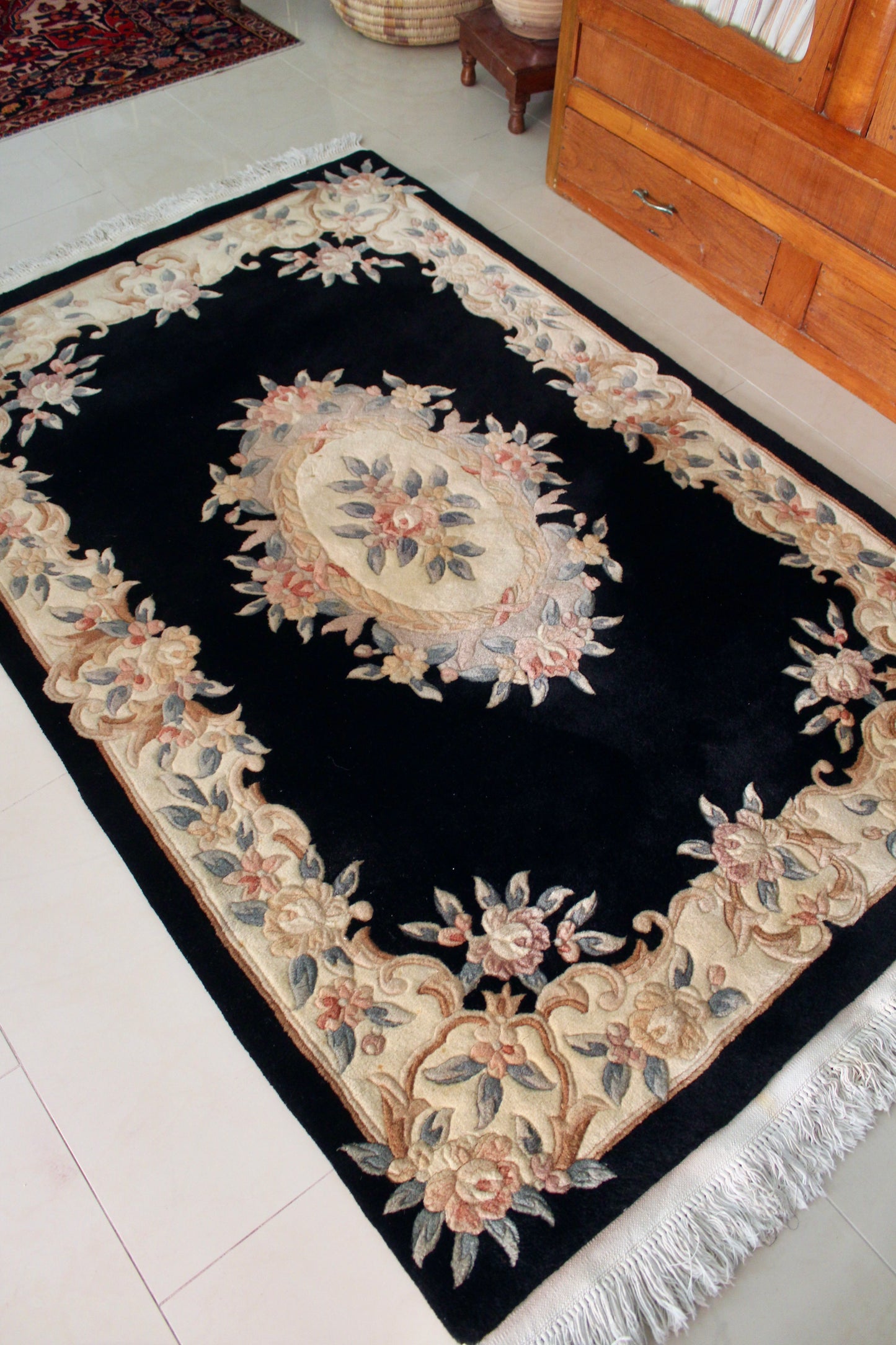 1980s Vintage Chinese Handmade Carpet