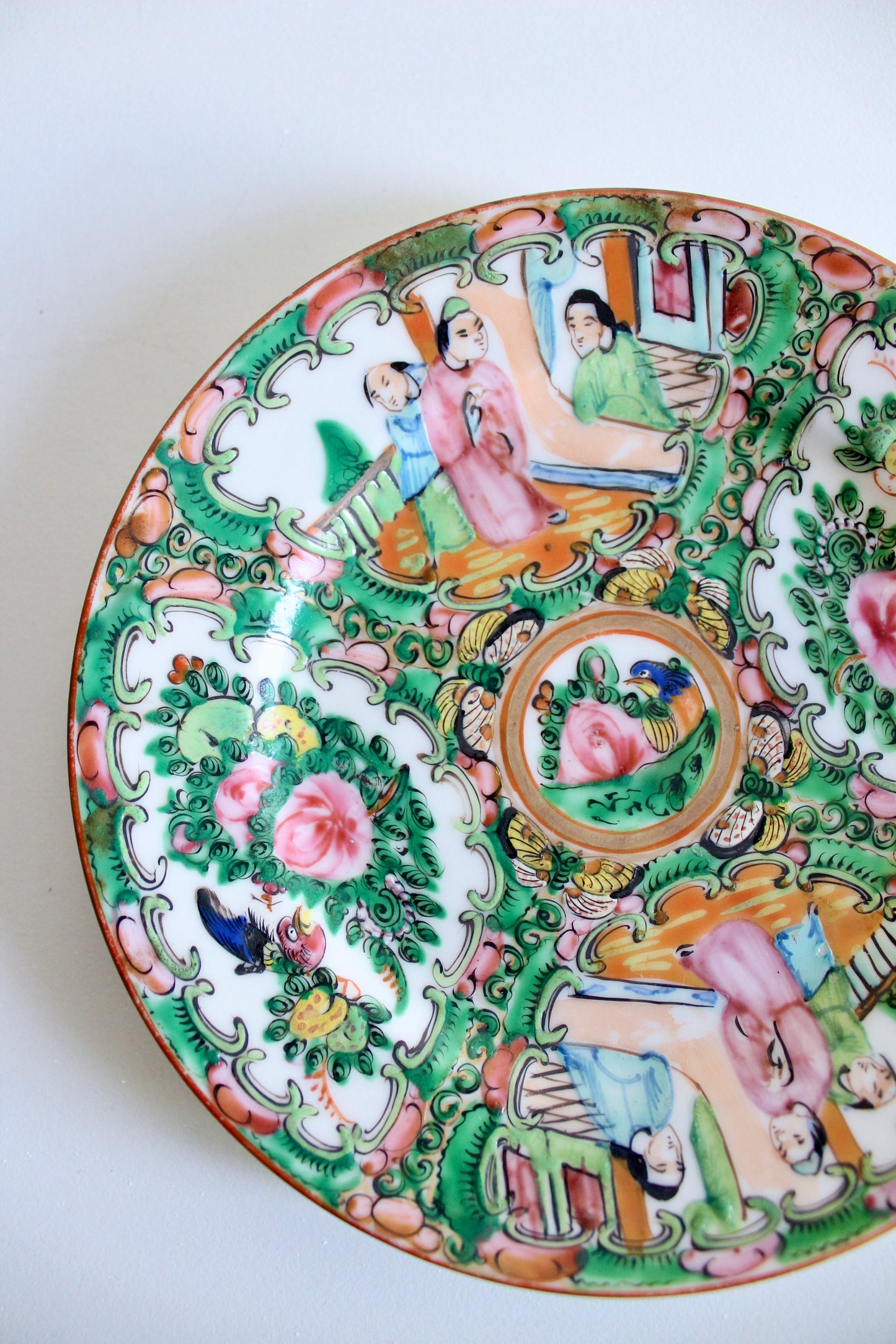 Vintage Famille Rose Handpainted Plate