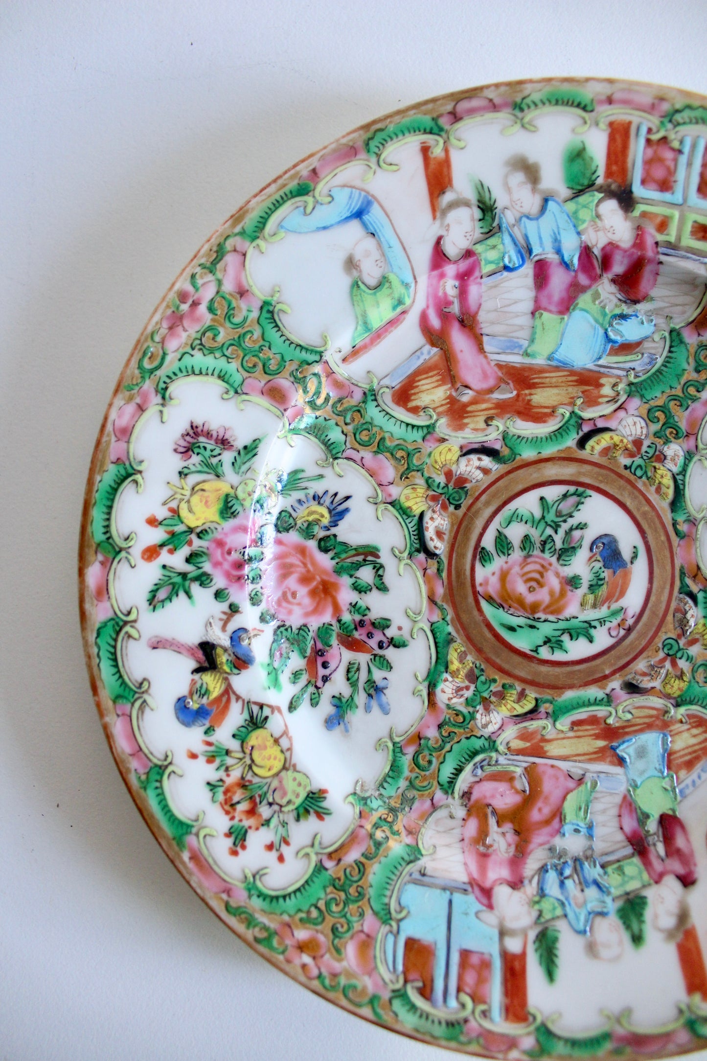 Vintage Famille Rose Handpainted Plate