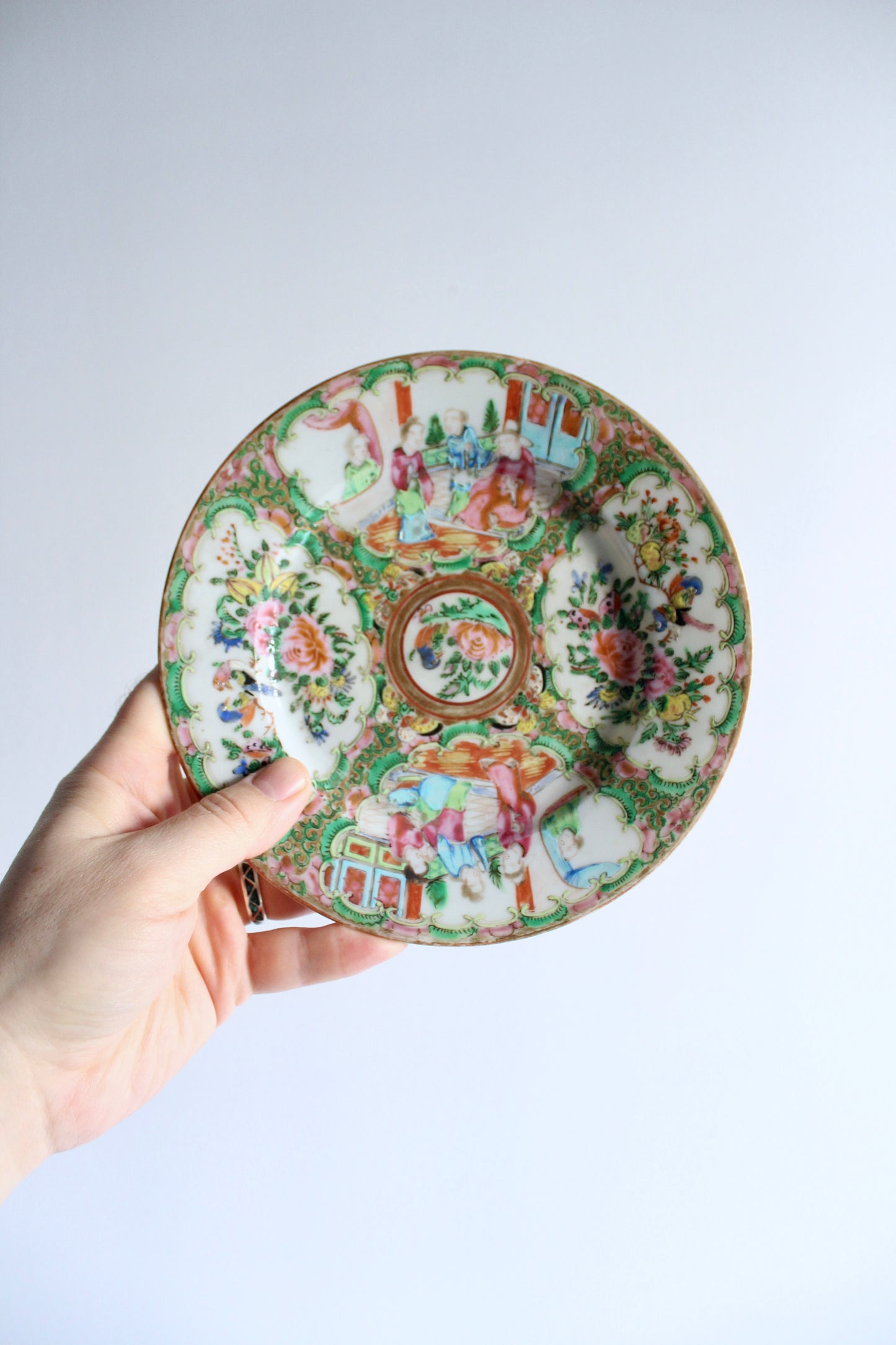 Vintage Famille Rose Handpainted Plate