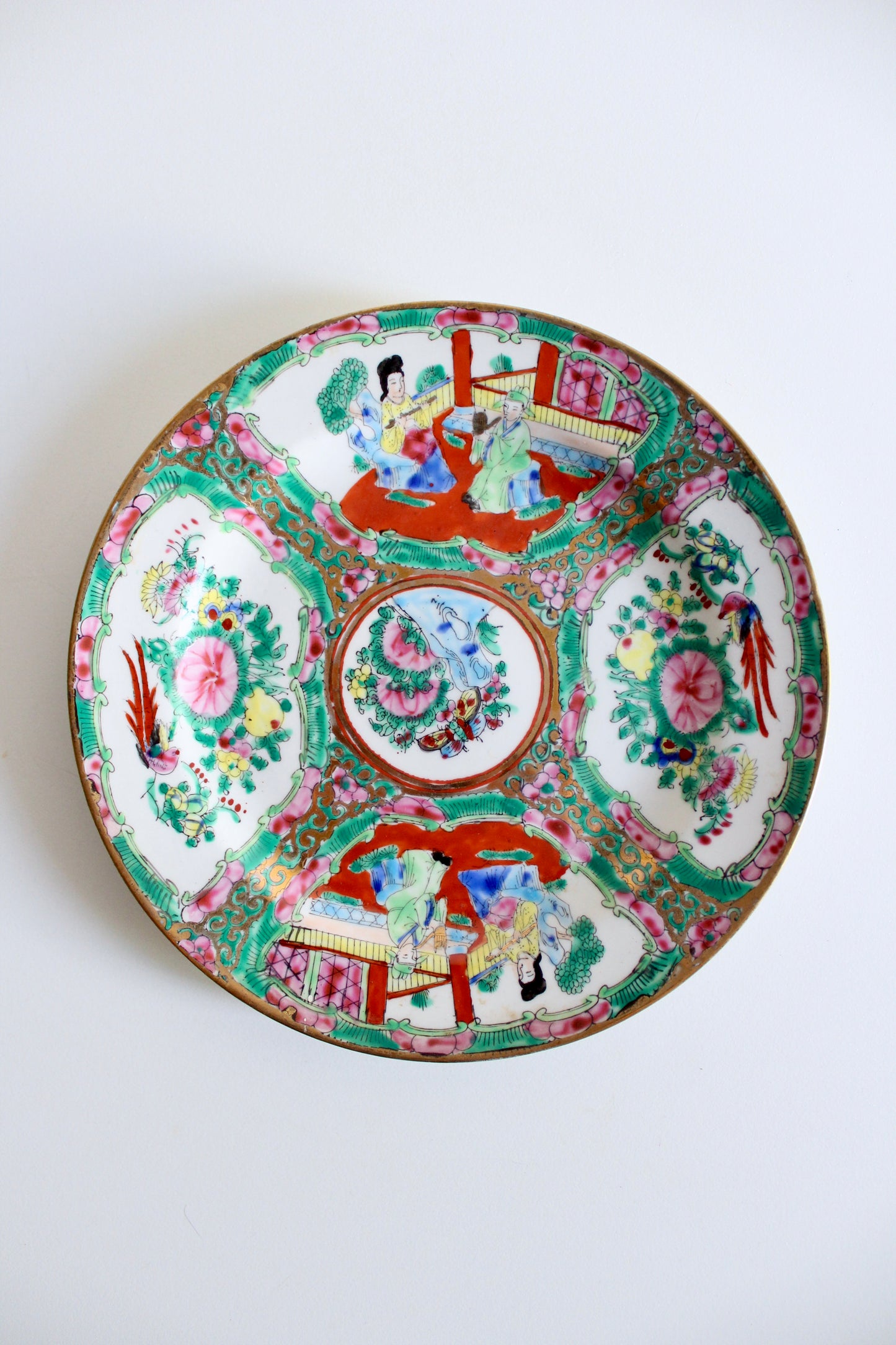 Vintage Famille Rose Handpainted Plate