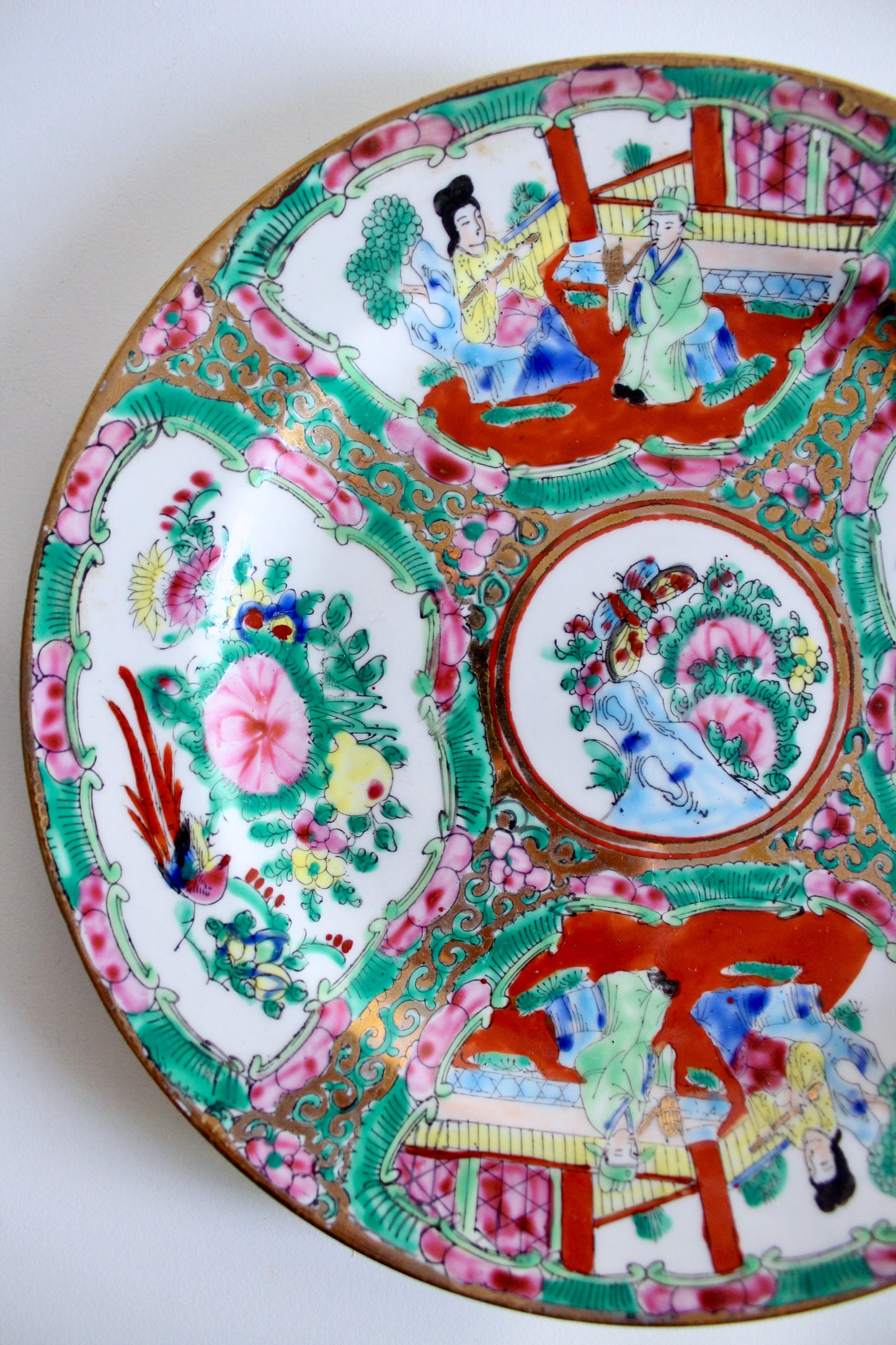 Vintage Famille Rose Handpainted Plate