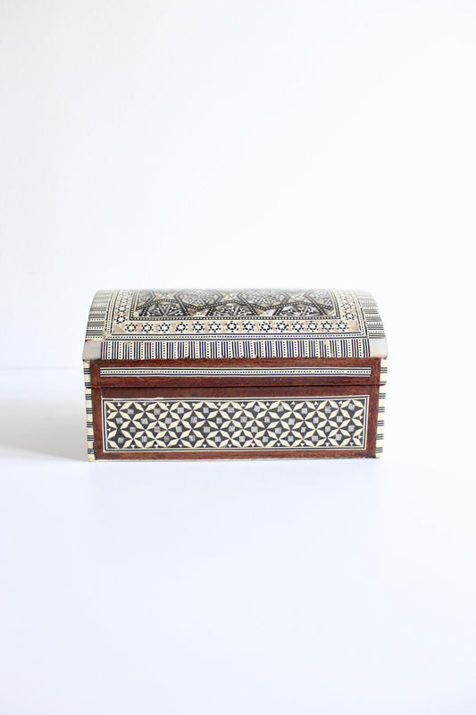 Syrian Mother of Pearl and Wood Inlay Marquetry Box