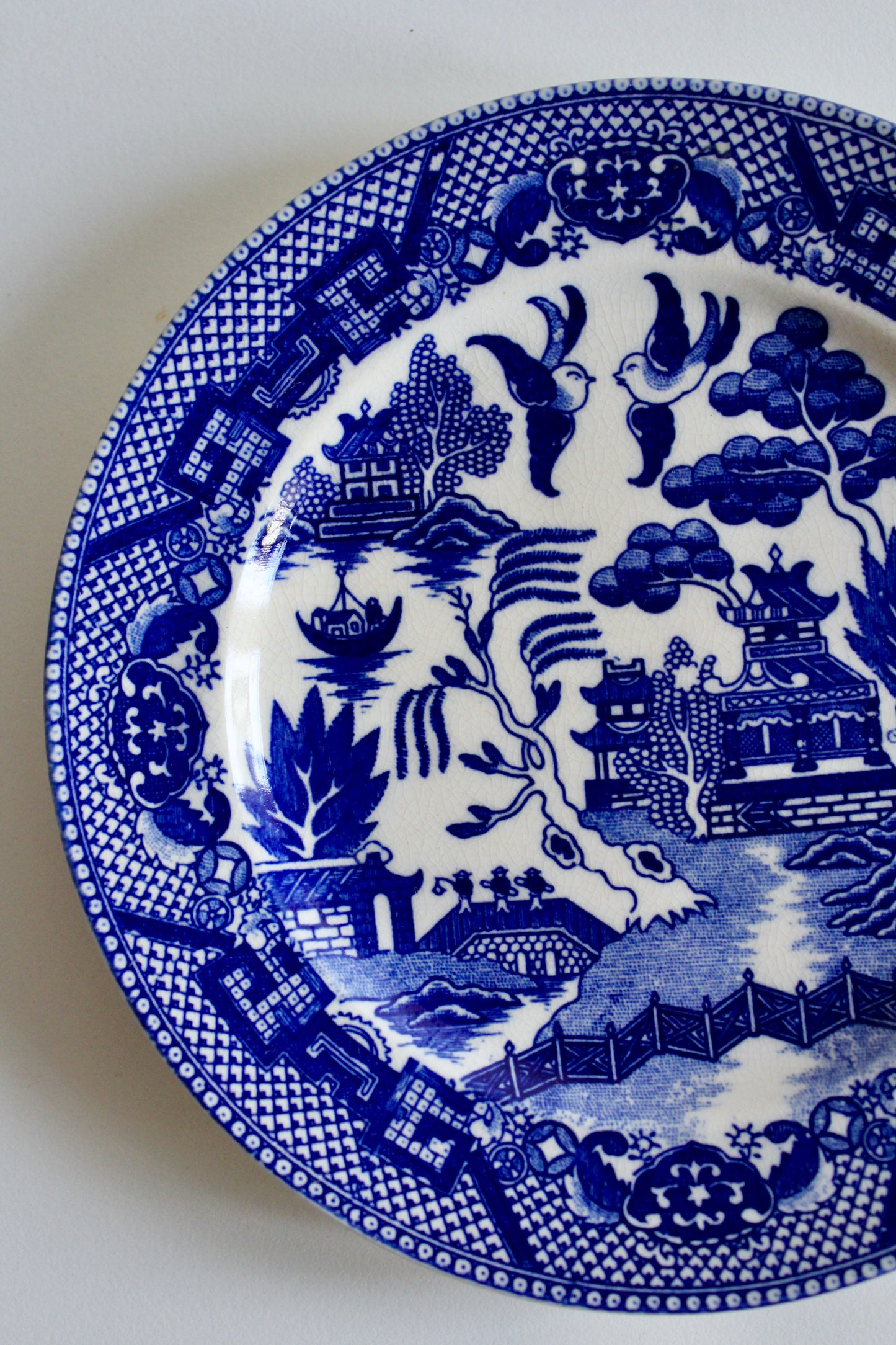 Midcentury Blue Willow Dessert Plate