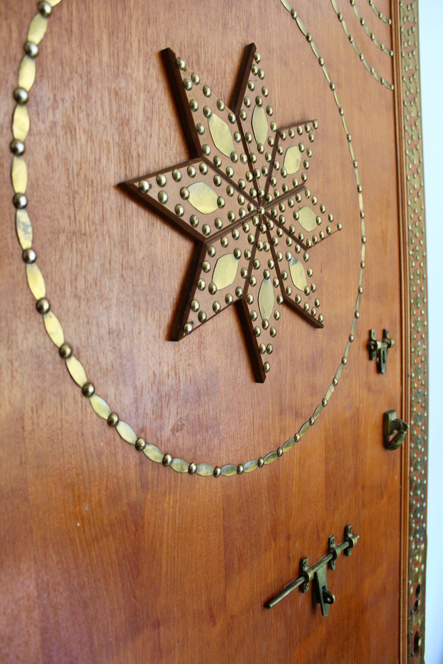 1950s-1960s Brass and Wood Door