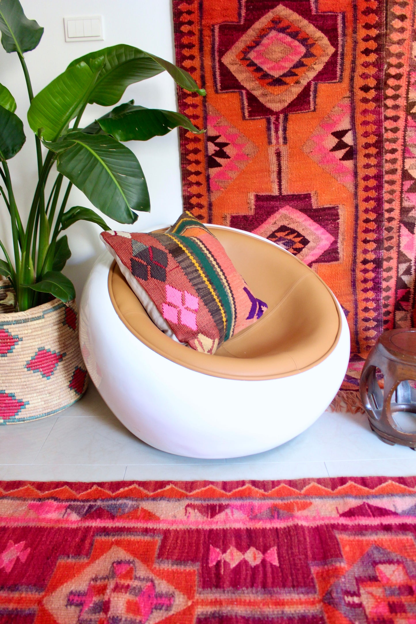 Modern Space-Age Lounge Chairs - White Shells with Custom Upholstery