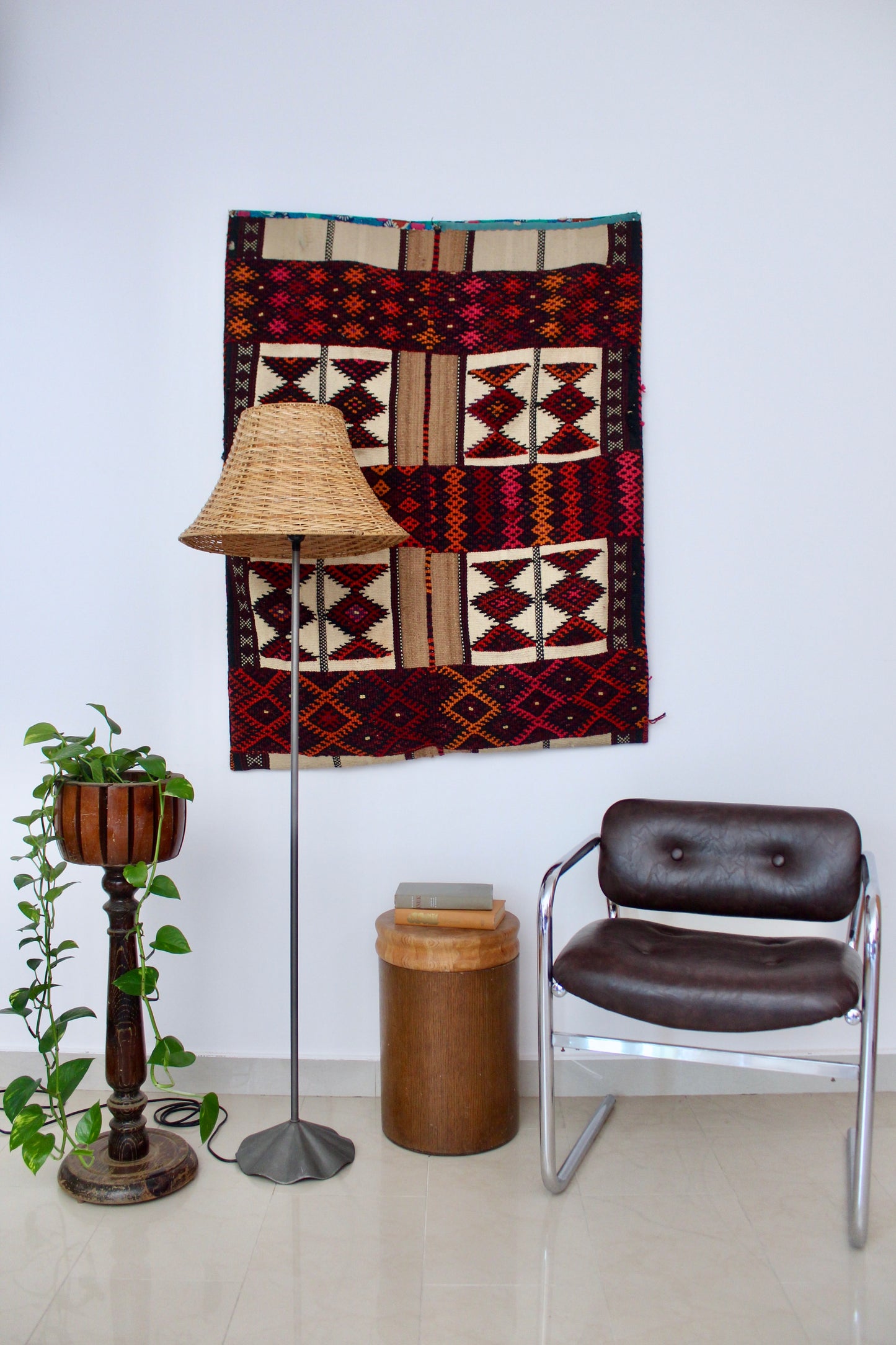 1993 Vintage IKEA Floor Lamp with Rattan Shade