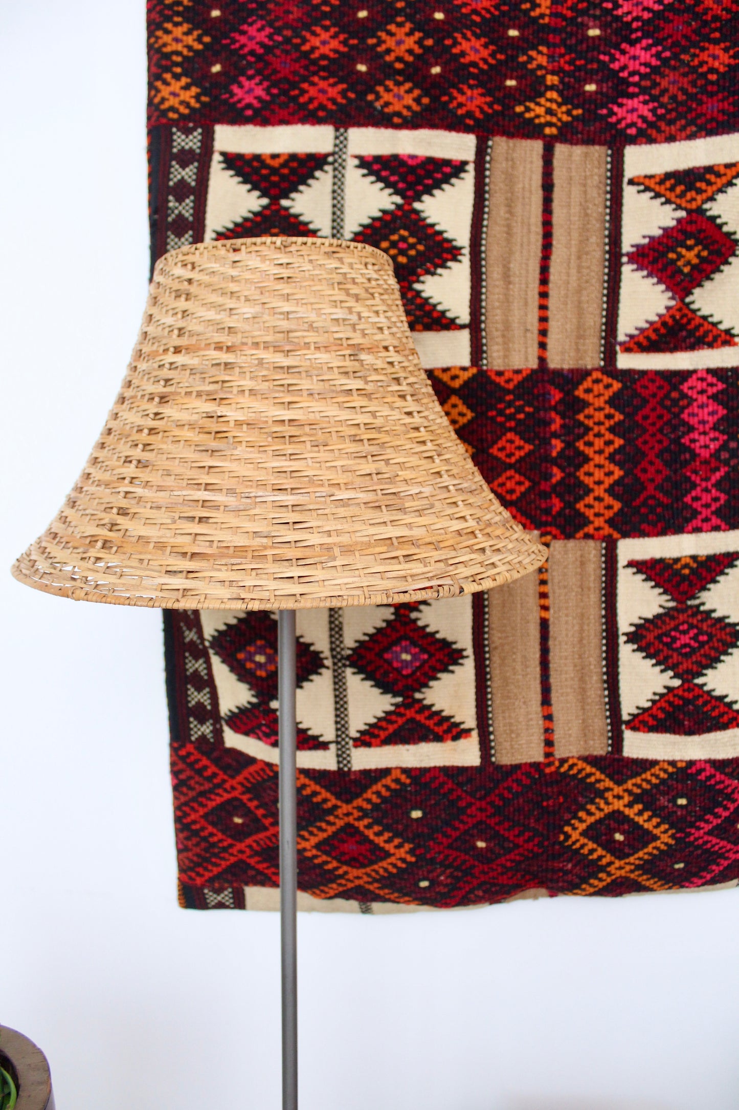 1993 Vintage IKEA Floor Lamp with Rattan Shade