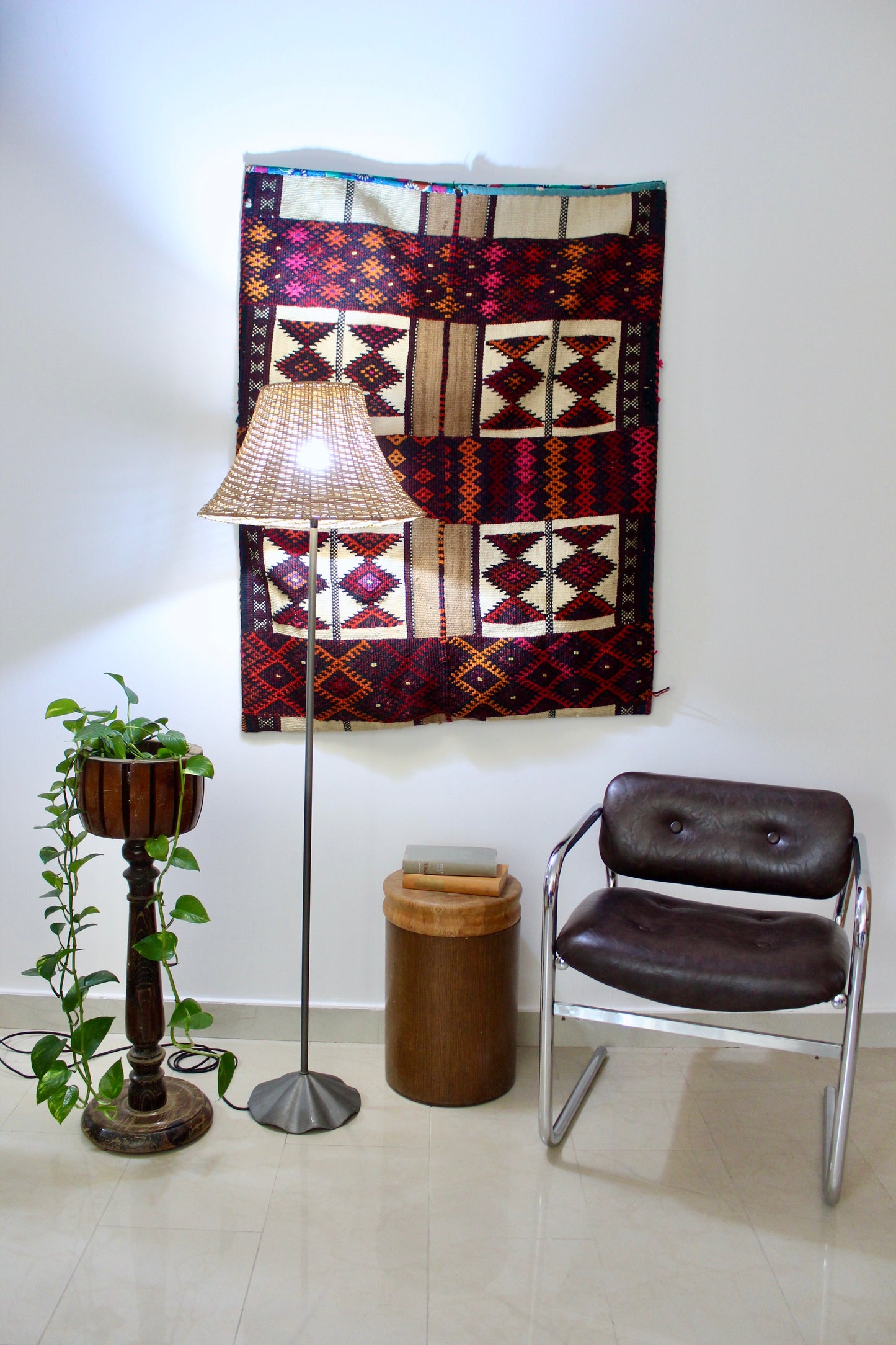 1993 Vintage IKEA Floor Lamp with Rattan Shade
