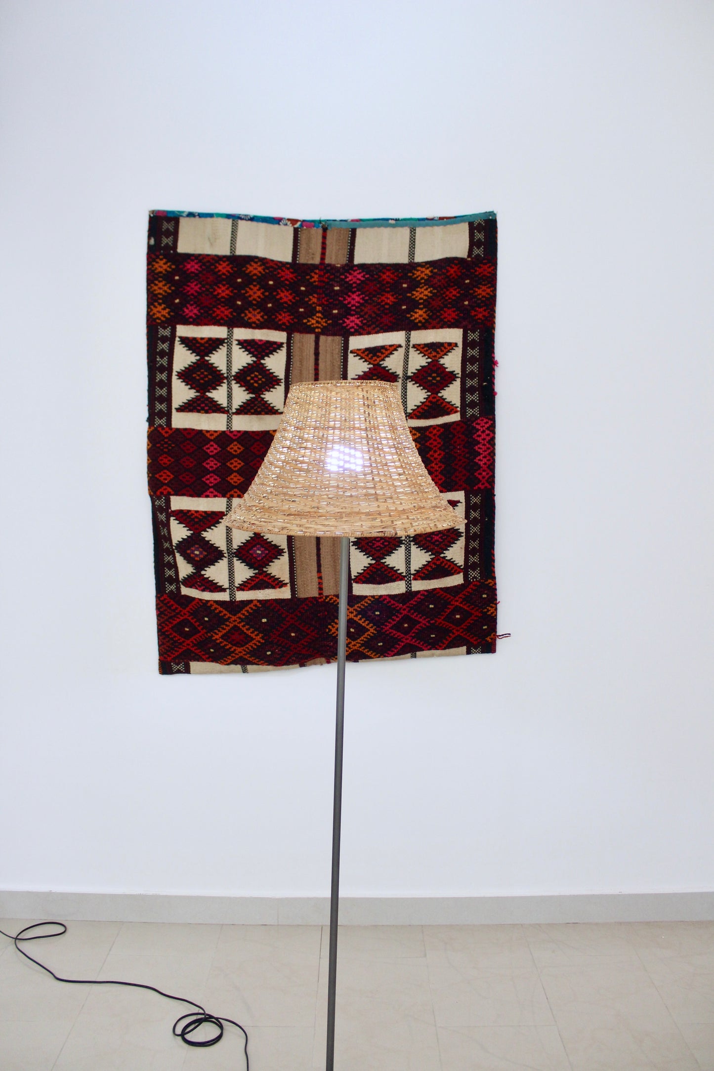 1993 Vintage IKEA Floor Lamp with Rattan Shade