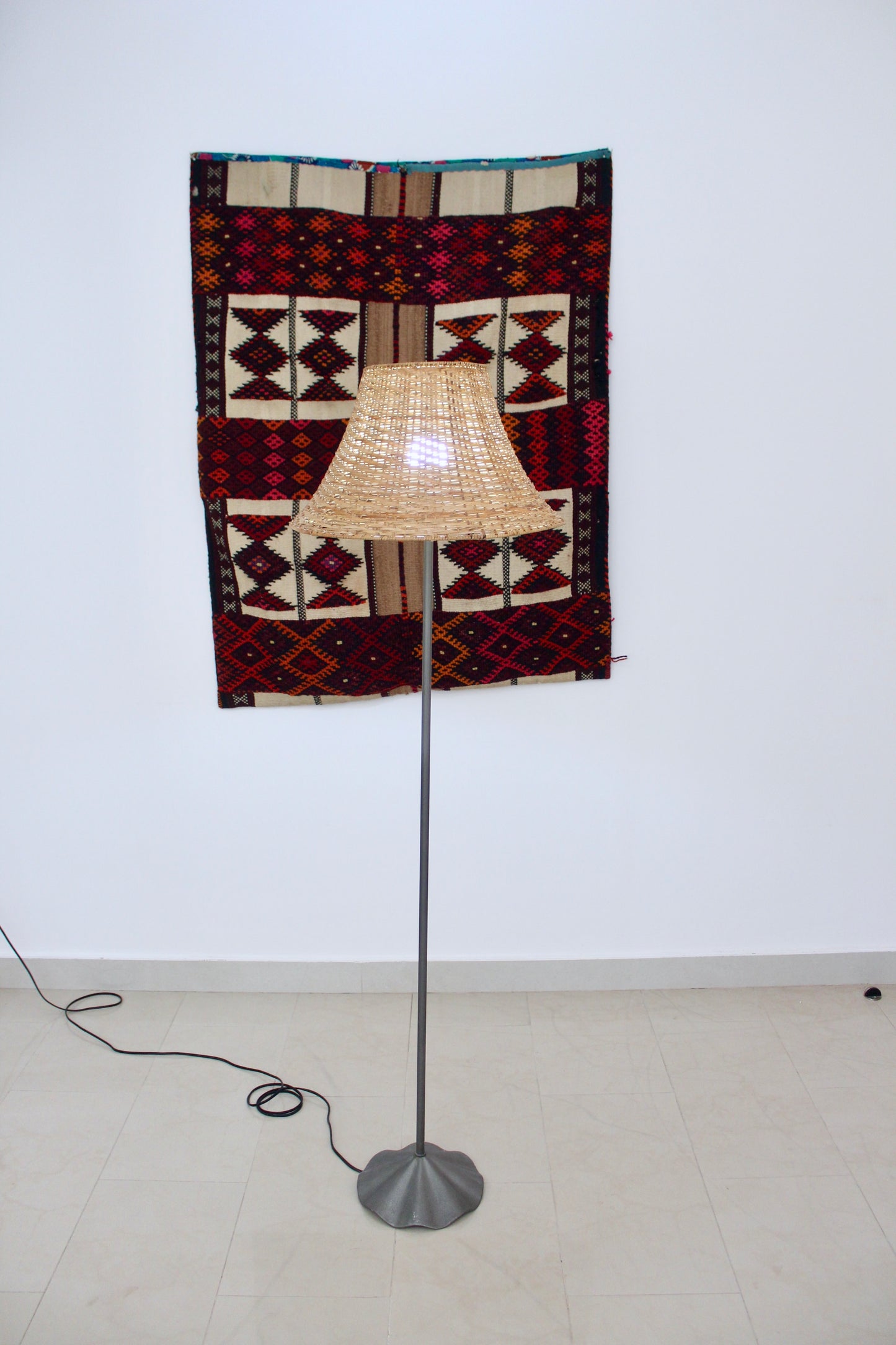 1993 Vintage IKEA Floor Lamp with Rattan Shade