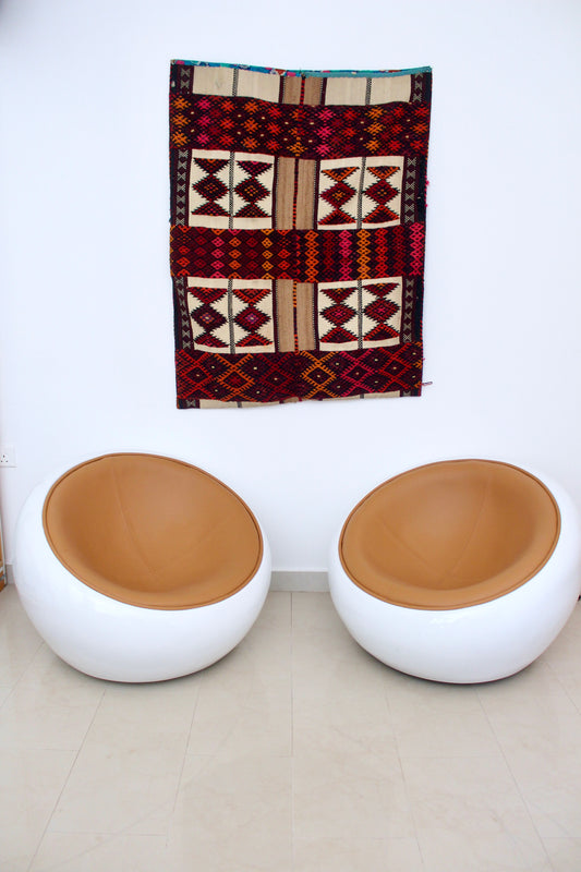 Modern Space-Age Lounge Chairs - White Shells with Custom Upholstery