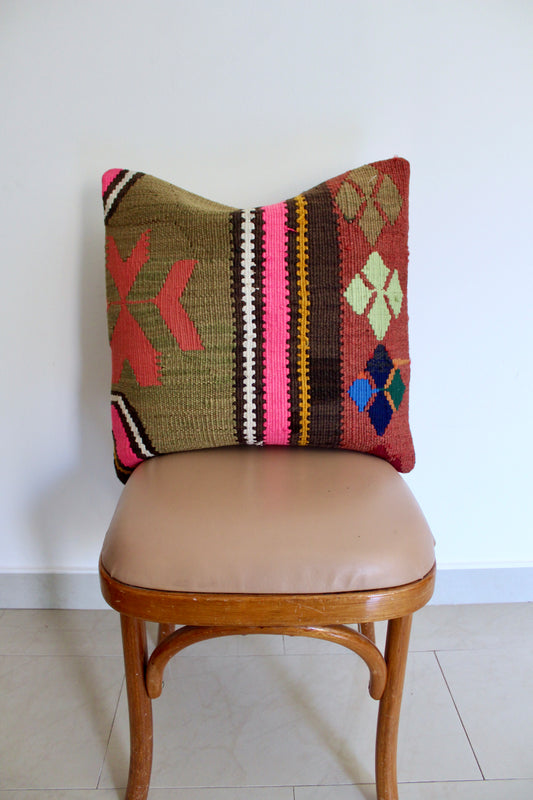 Vintage Turkish Kilim Pillow 4 - 50x50cm