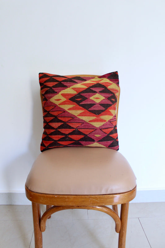 Vintage Turkish Kilim Pillow 6 - 40x40cm