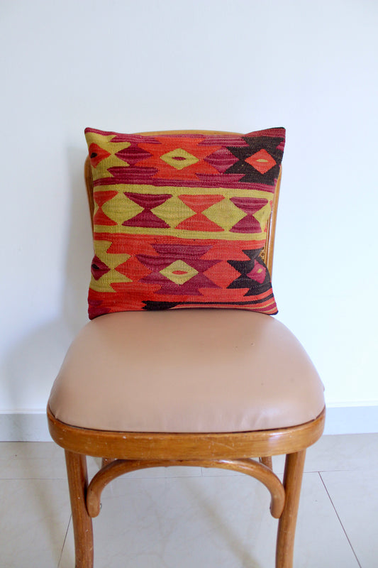 Vintage Turkish Kilim Pillow 7 - 40x40cm