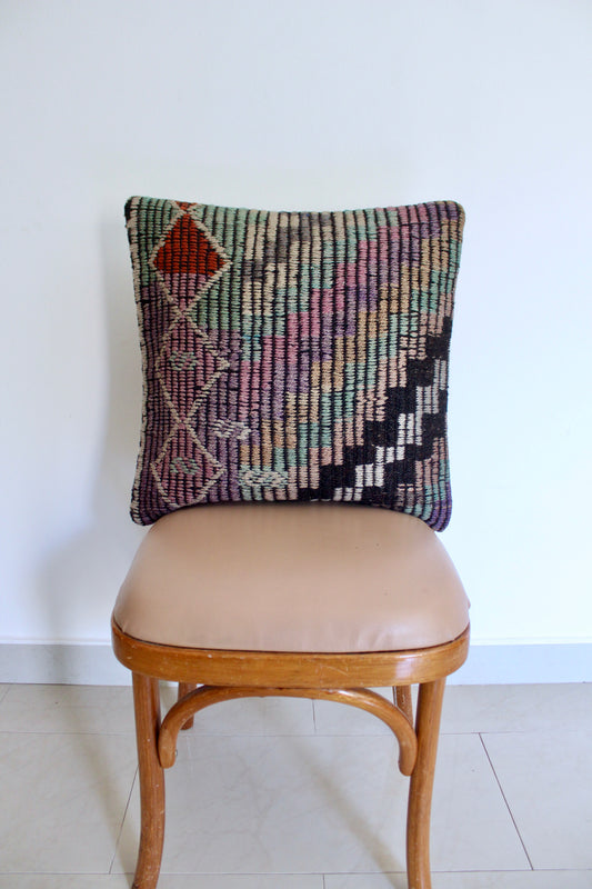 Vintage Turkish Kilim Pillow 8 - 50x50cm