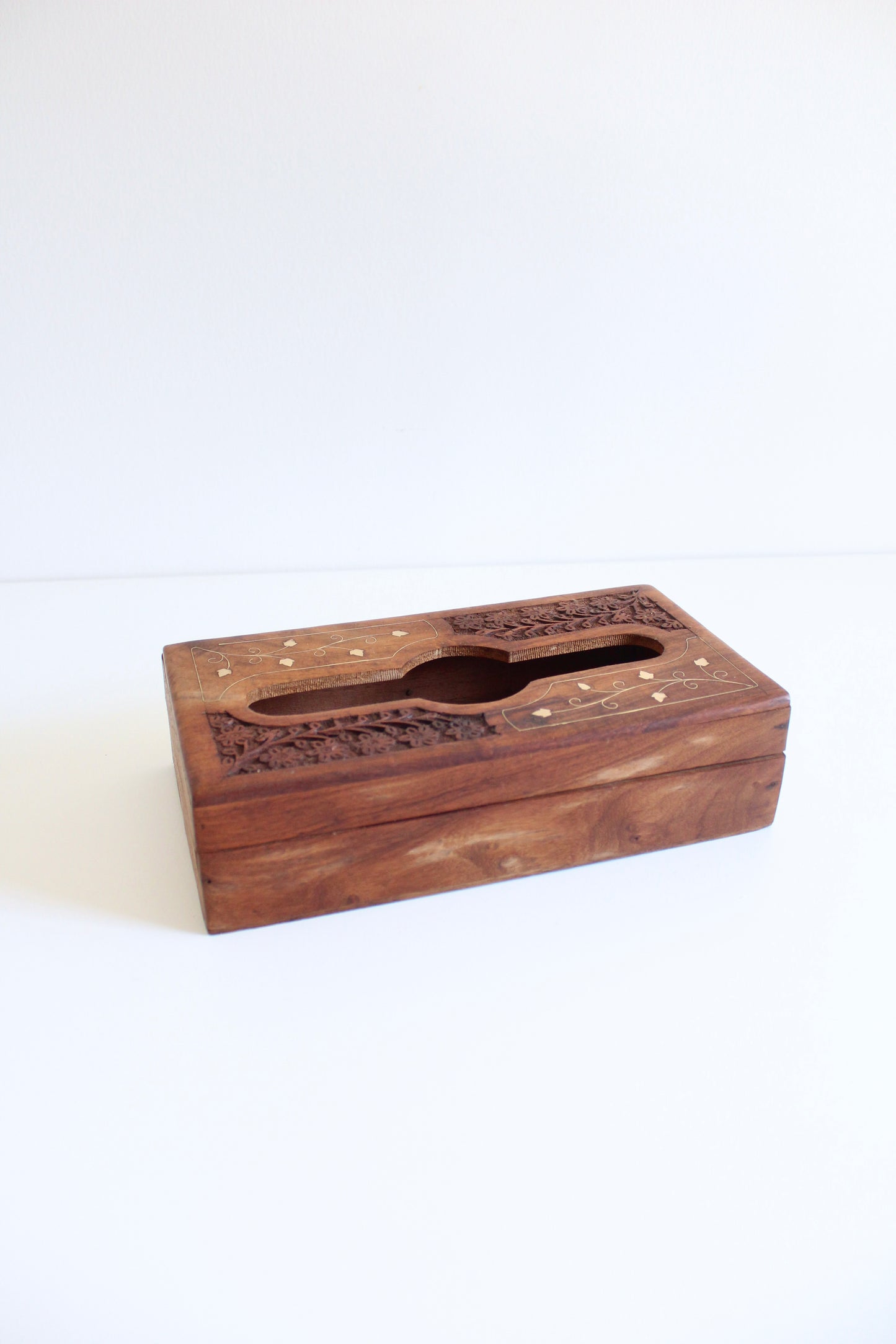 Vintage Indian Rosewood Tissue Box