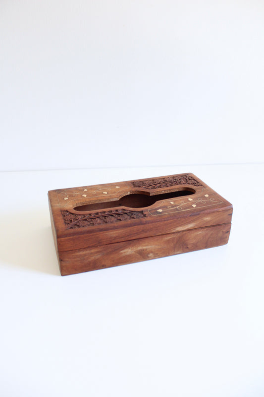 Vintage Indian Rosewood Tissue Box