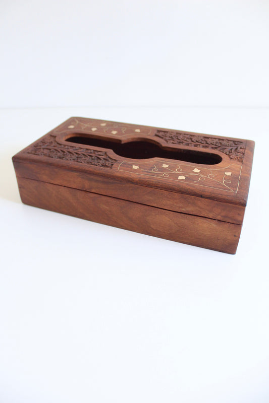 Vintage Indian Rosewood Tissue Box