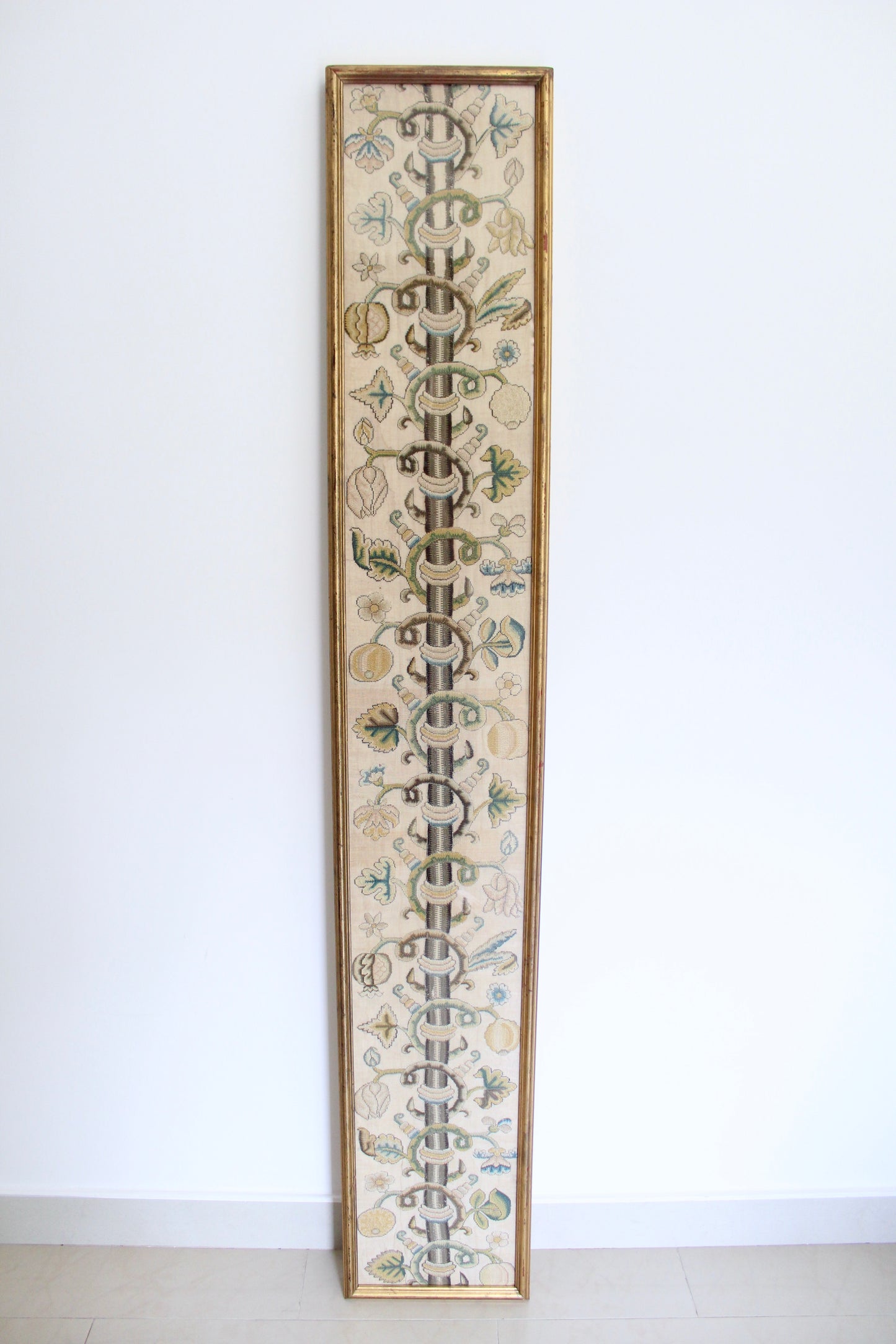 Rare 17th Century English Stuart Embroidery Panel - Framed Crewelwork Tree of Life Textile