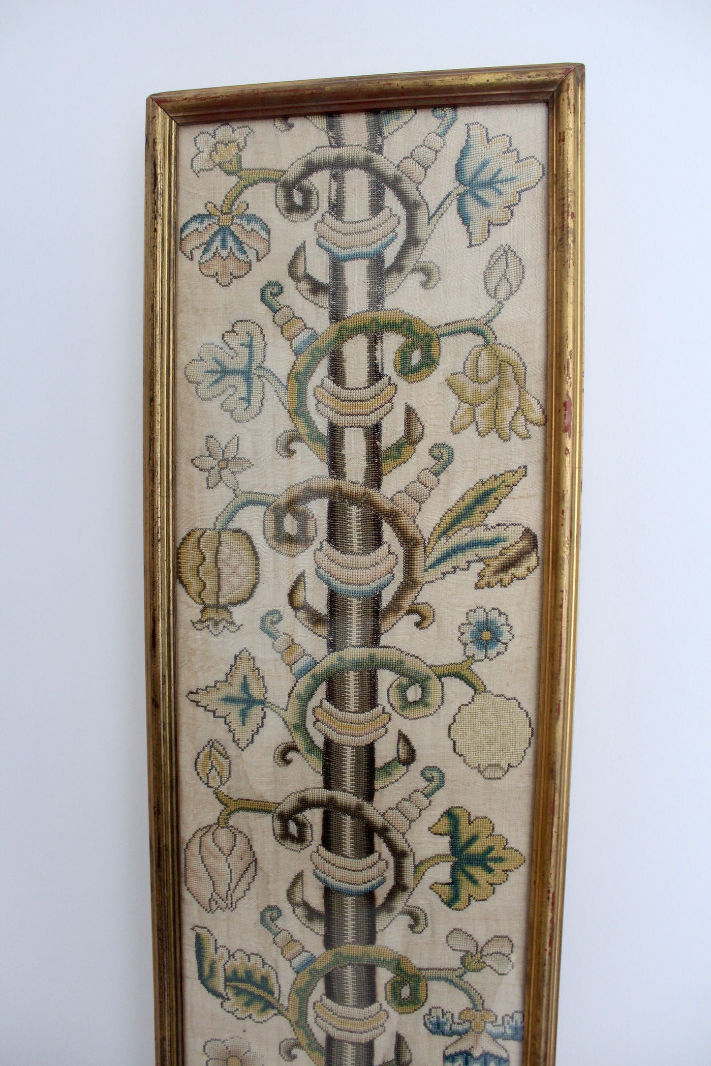 Rare 17th Century English Stuart Embroidery Panel - Framed Crewelwork Tree of Life Textile