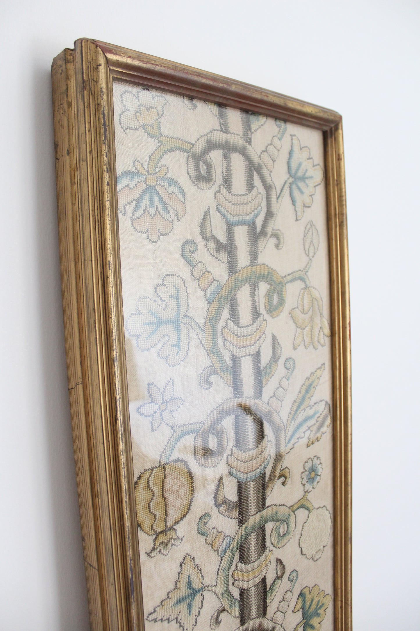 Rare 17th Century English Stuart Embroidery Panel - Framed Crewelwork Tree of Life Textile