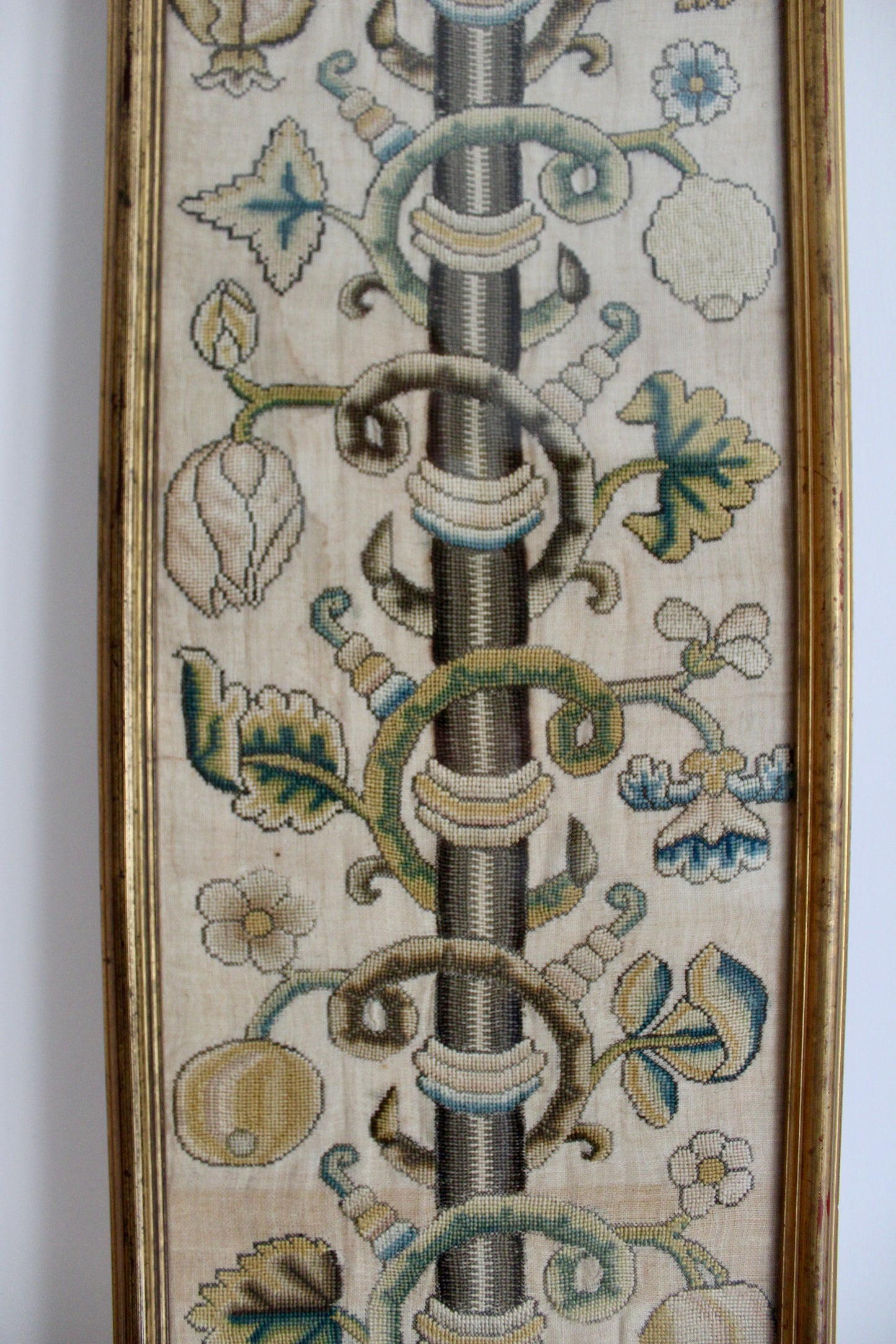 Rare 17th Century English Stuart Embroidery Panel - Framed Crewelwork Tree of Life Textile