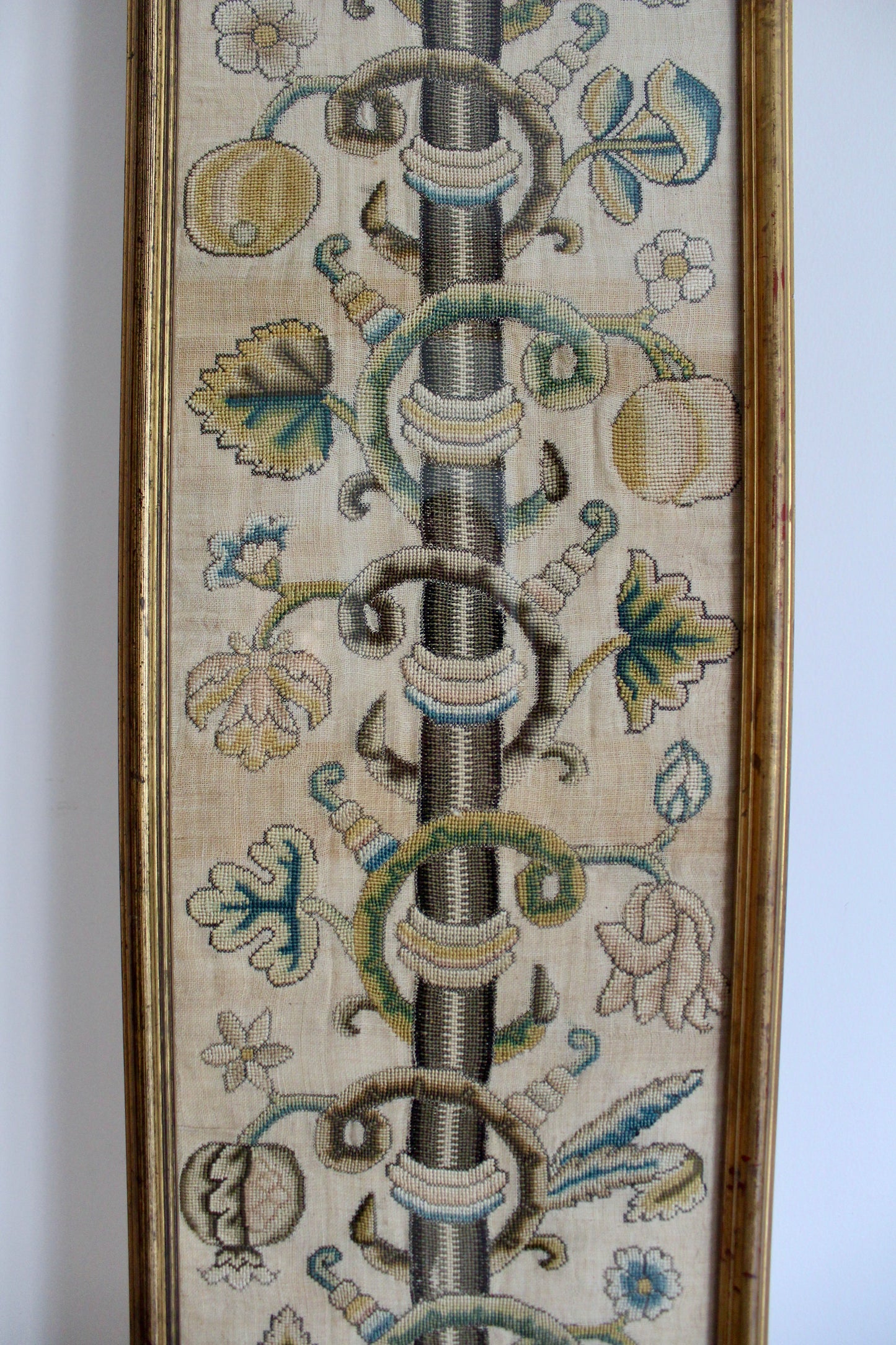 Rare 17th Century English Stuart Embroidery Panel - Framed Crewelwork Tree of Life Textile