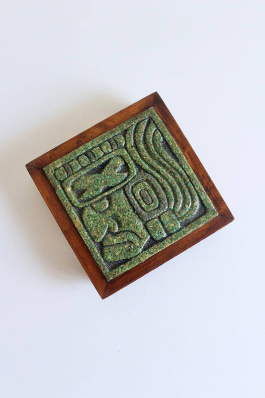 Vintage 1970s Mexican Mayan Revival Stone Trivet / Decorative Riser